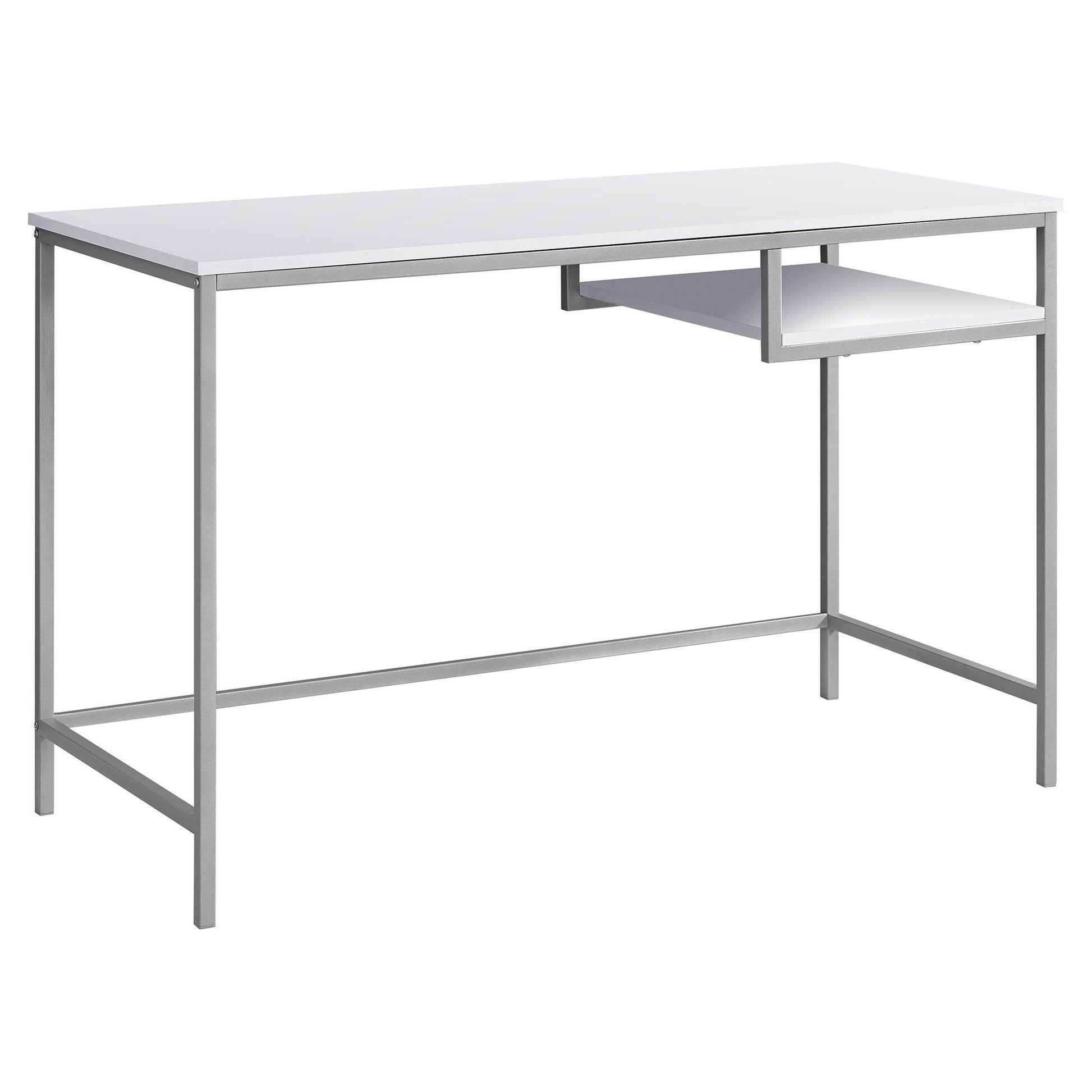 30" White MDF and White Metal Computer Desk - AFS