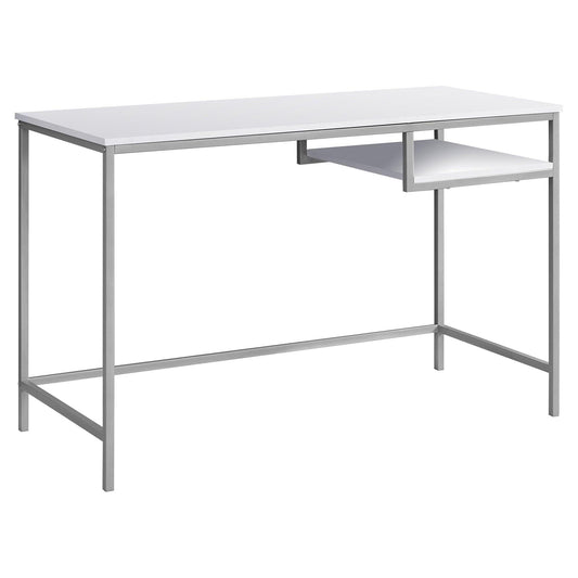 30" White MDF and White Metal Computer Desk - AFS