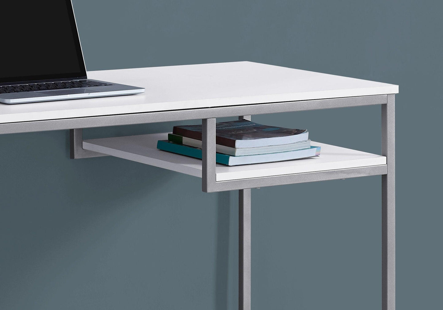 30" White MDF and White Metal Computer Desk - AFS