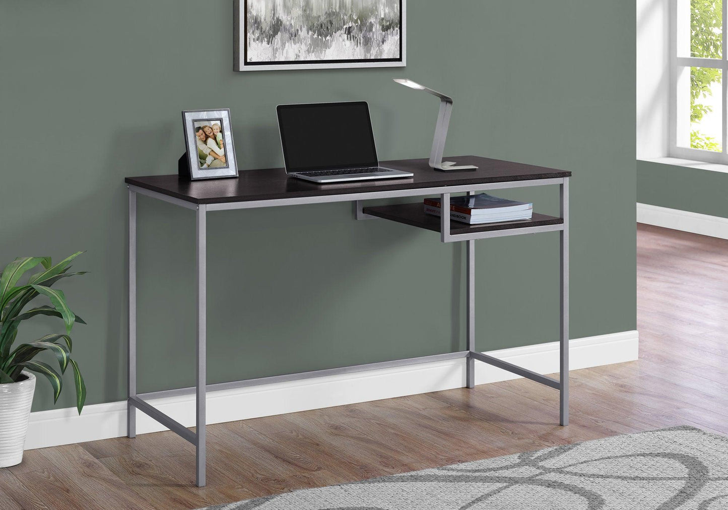 30" White MDF and White Metal Computer Desk - AFS