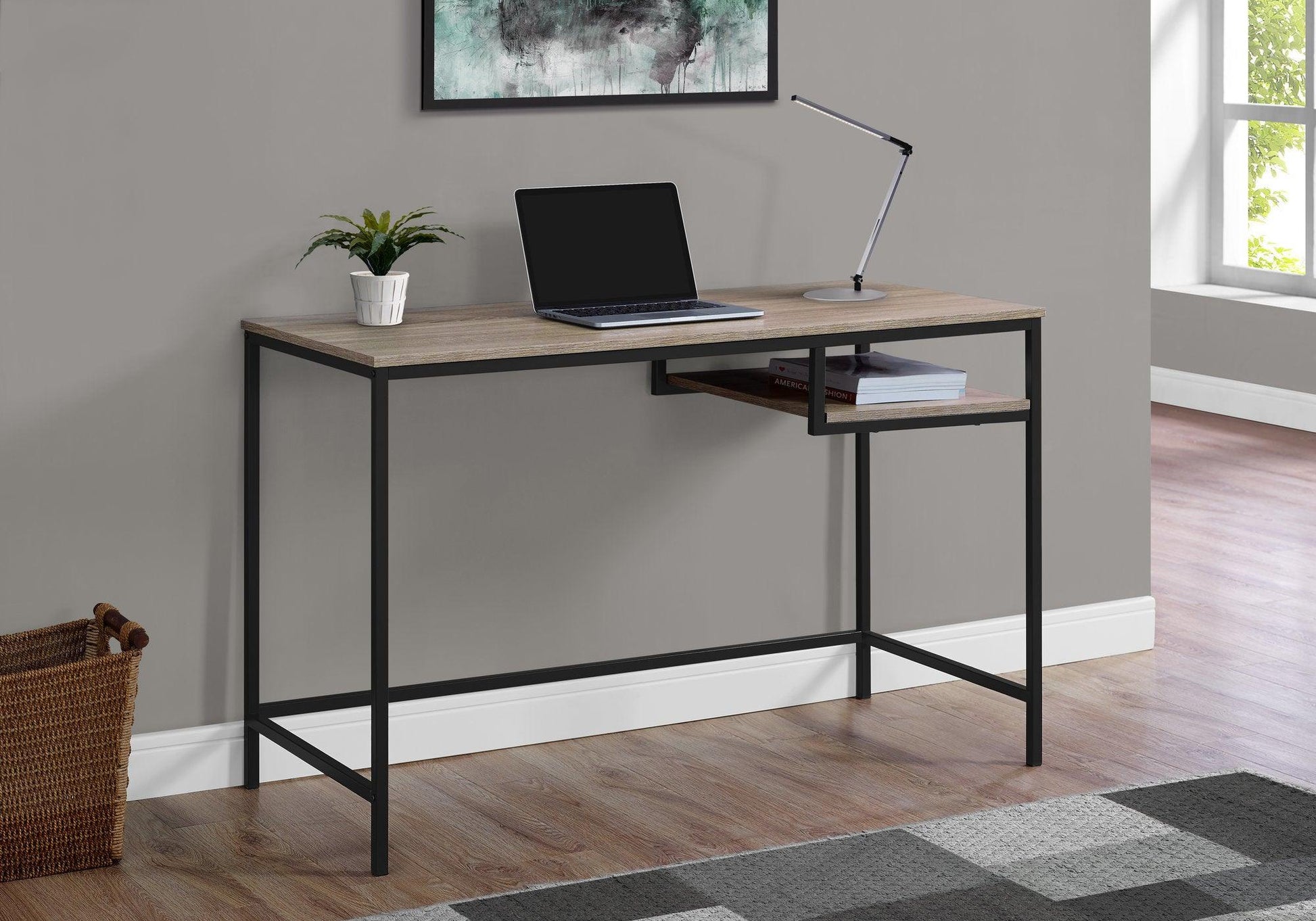 30" White MDF and White Metal Computer Desk - AFS