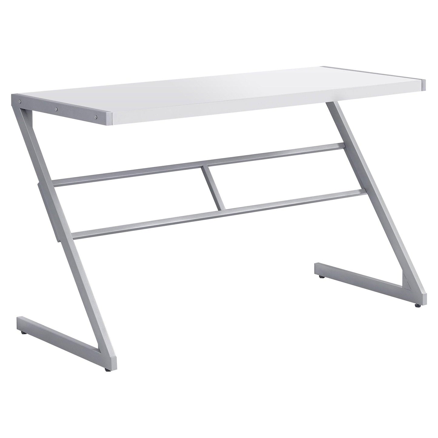 22" x 48" x 30" White Silver Mdf Metal Computer Desk - AFS