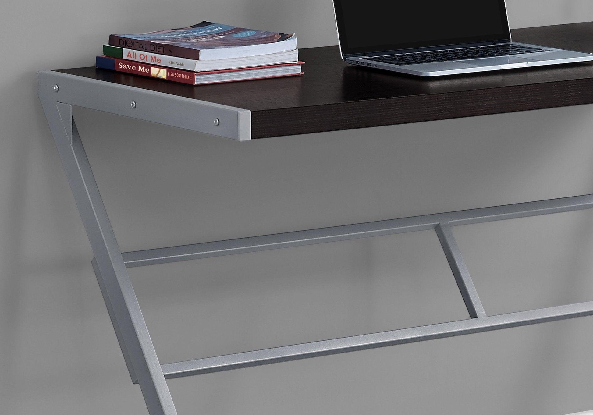 22" x 48" x 30" White Silver Mdf Metal Computer Desk - AFS