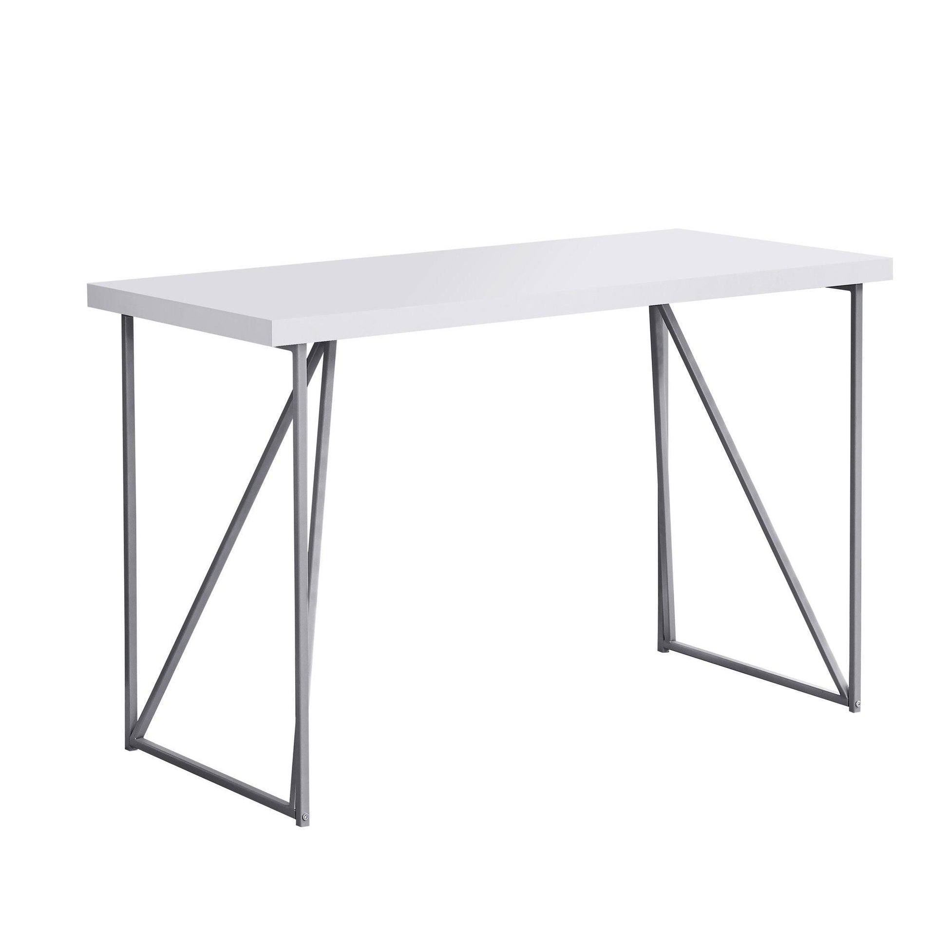 22" x 47.25" x 30" White Silver Metal Hollow Core Particle Board Computer Desk - AFS