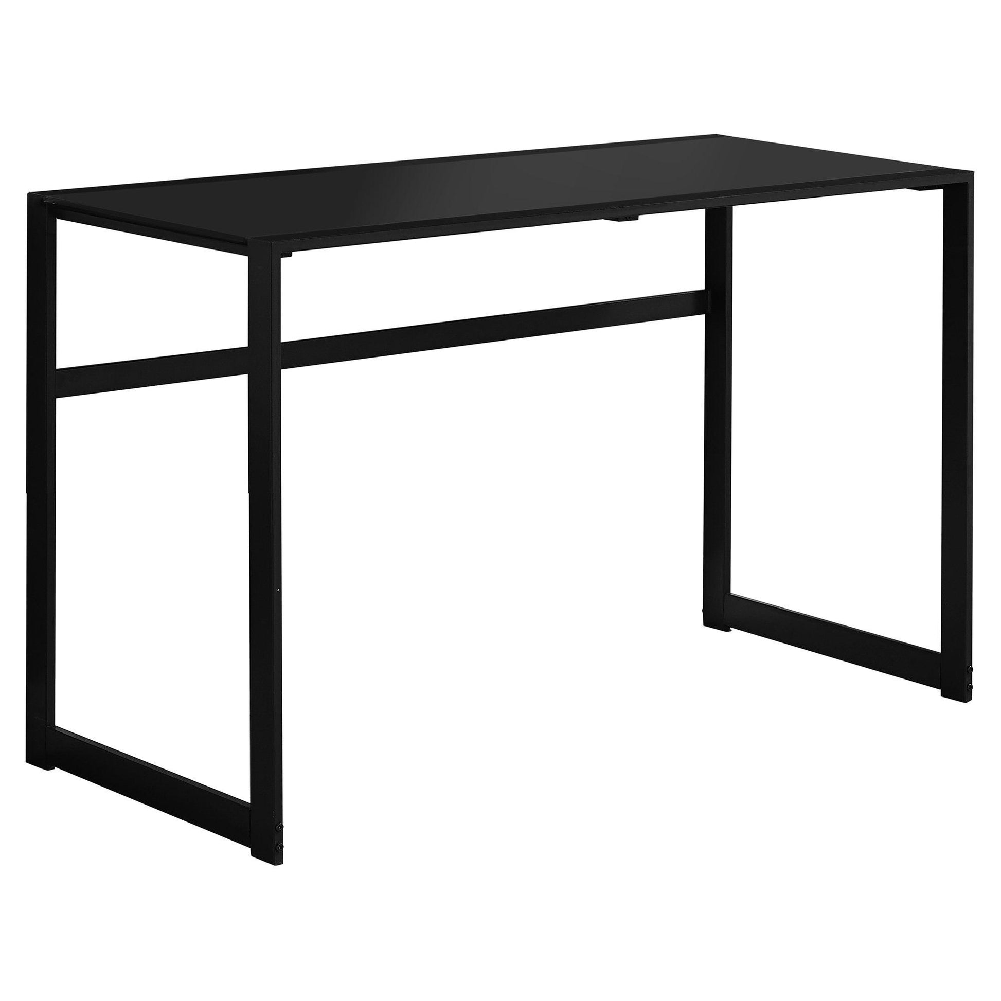 22" x 48" x 30" Black Black Tempered Glass Metal Computer Desk - AFS