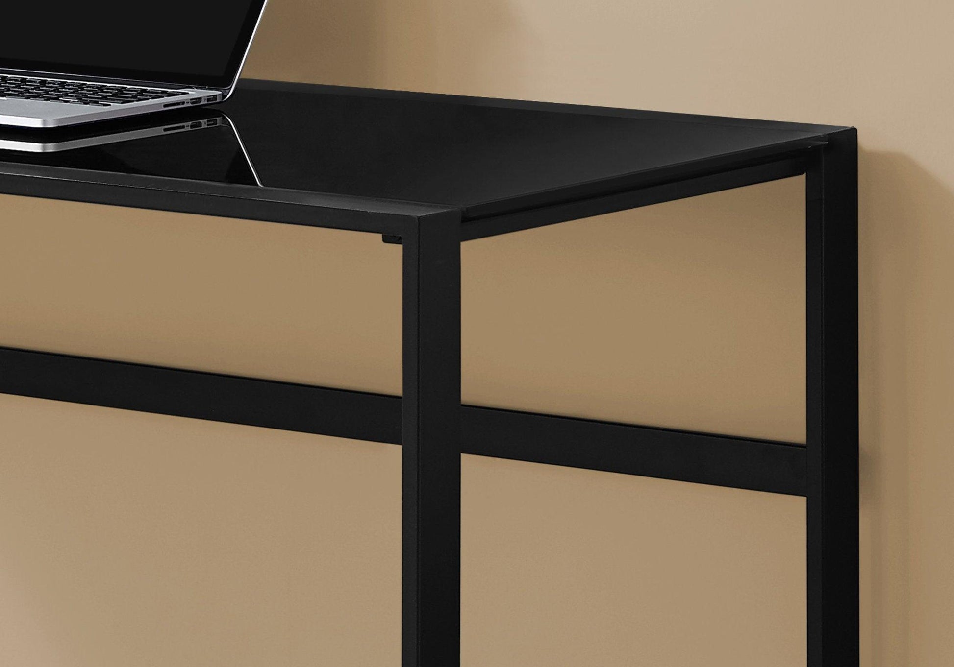 22" x 48" x 30" Black Black Tempered Glass Metal Computer Desk - AFS