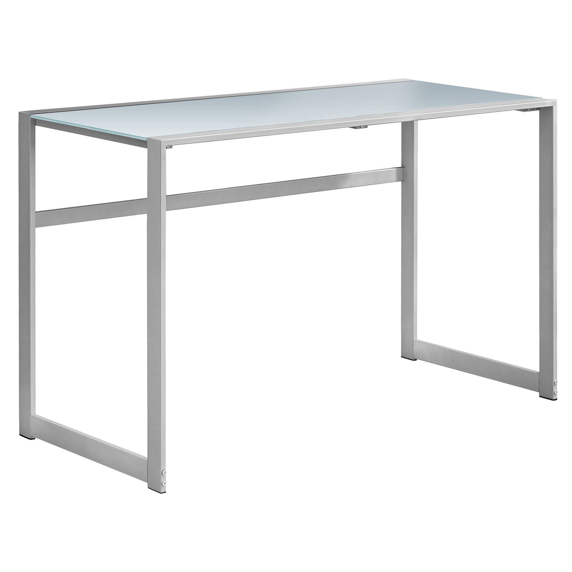 22" x 48" x 30" Black Black Tempered Glass Metal Computer Desk - AFS