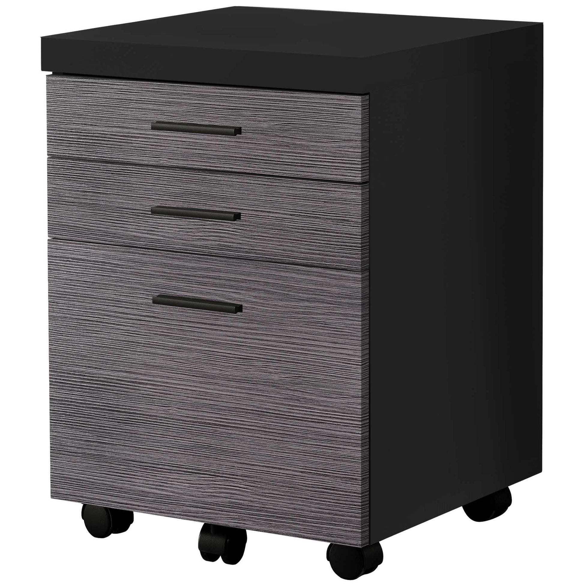 17.75" x 18.25" x 25.25" Black Grey Particle Board 3 Drawers Filing Cabinet - AFS