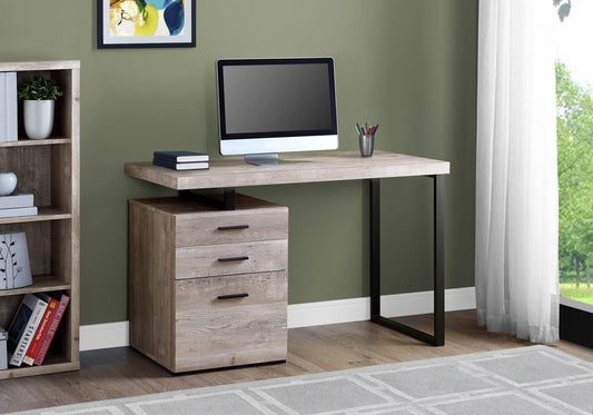 23.75" x 47.25" x 30" Brown Black Particle Board Hollow Core Metal Computer Desk - AFS