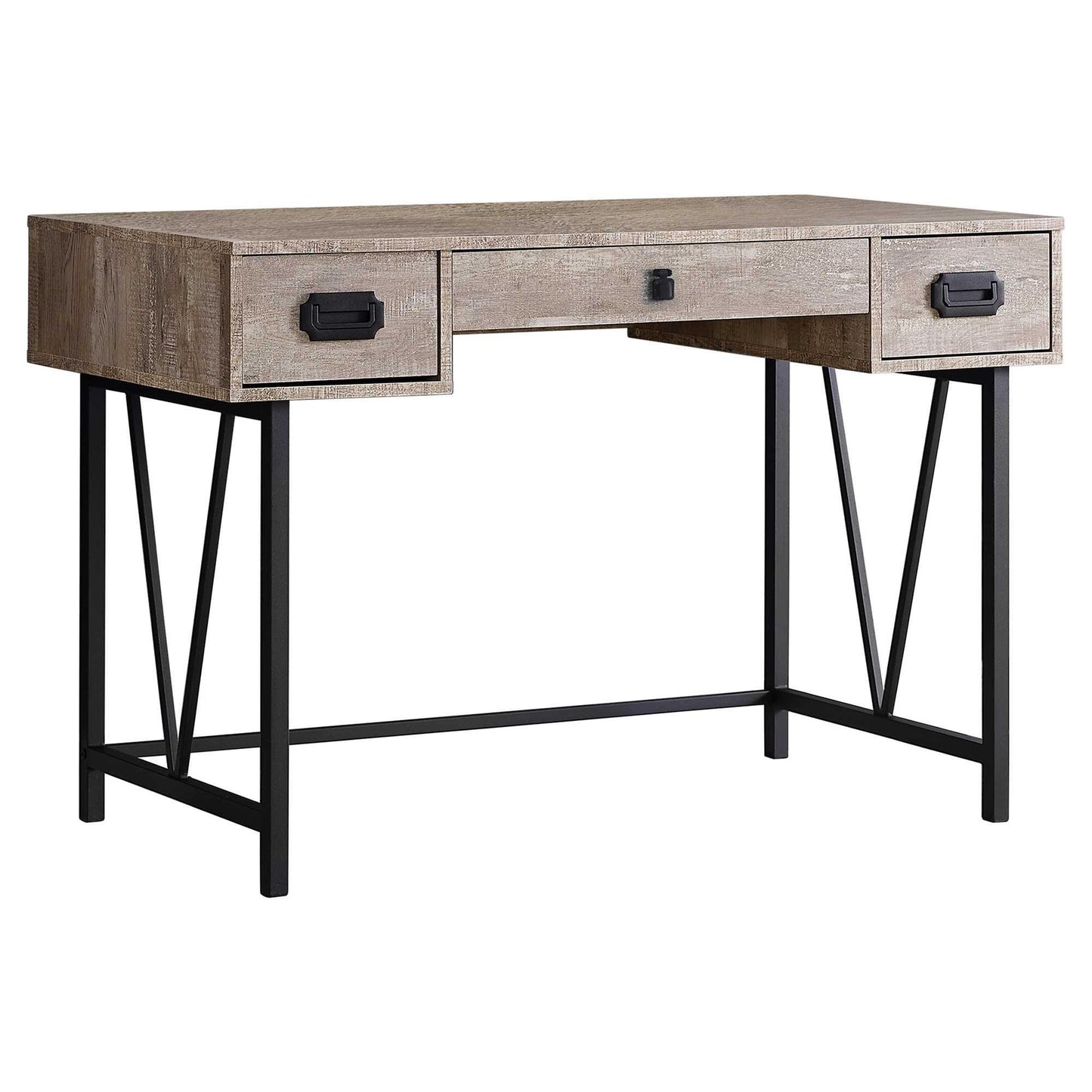 23.75" x 47.25" x 30.75" Taupe Black Particle Board Hollow Core Metal Computer Desk - AFS