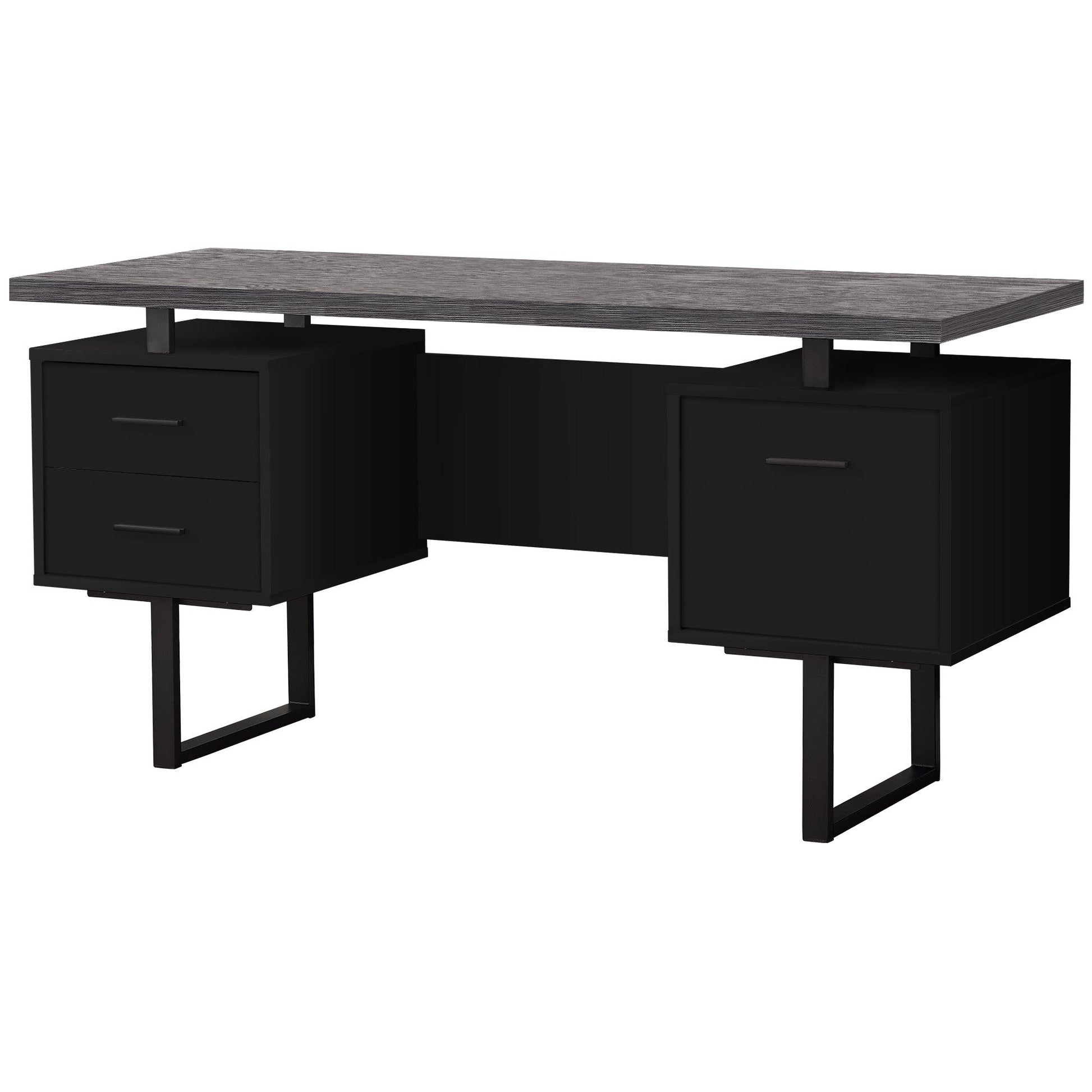 23.75" x 60" x 30.25" Black Grey Particle Board Hollow Core Metal Computer Desk With A Hollow Core - AFS