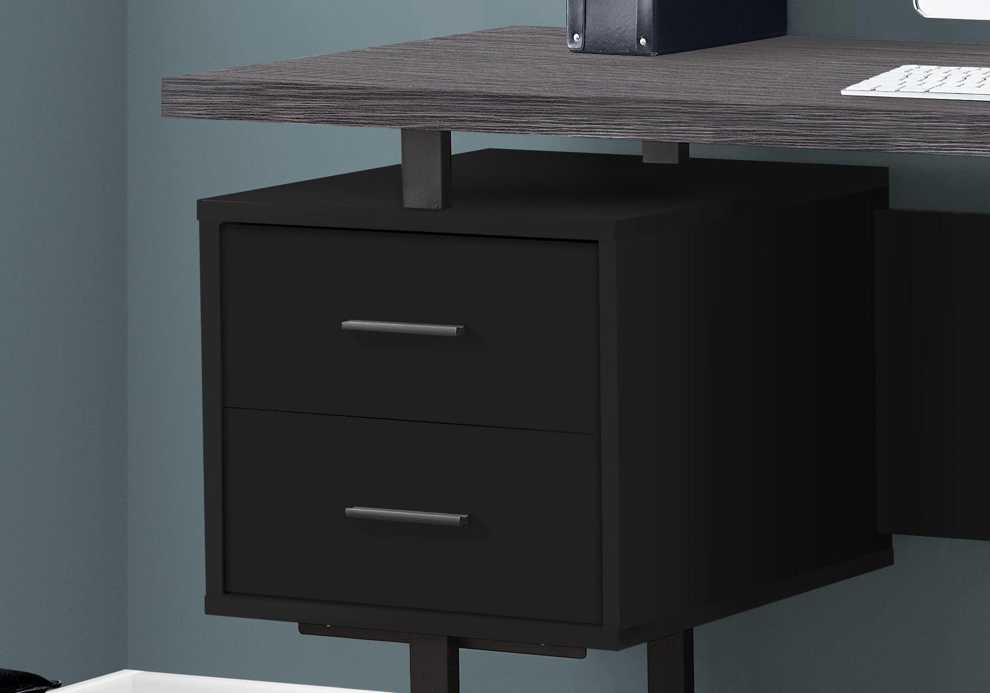 23.75" x 60" x 30.25" Black Grey Particle Board Hollow Core Metal Computer Desk With A Hollow Core - AFS