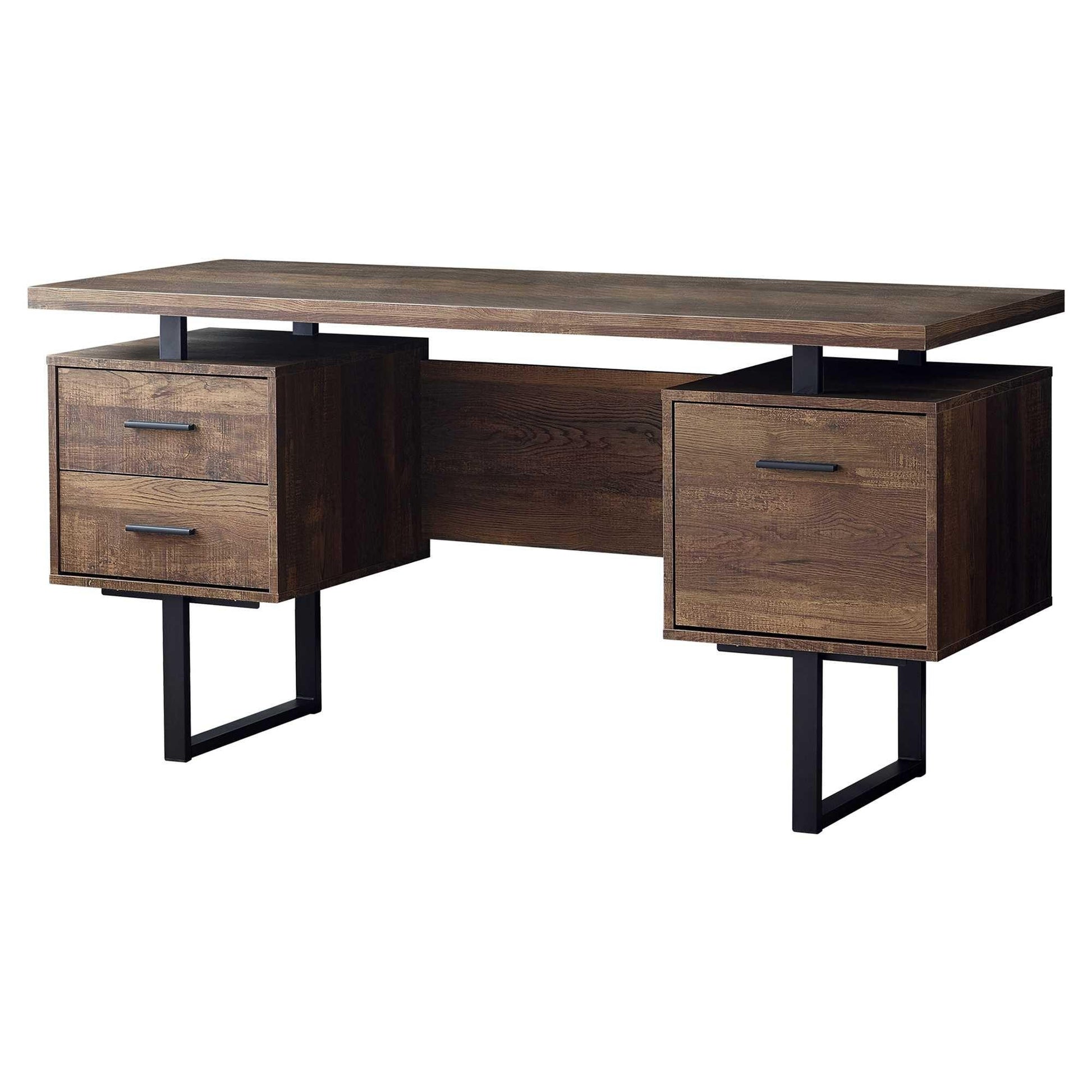 60" Modern Rustic 3 Drawer Computer Desk - AFS