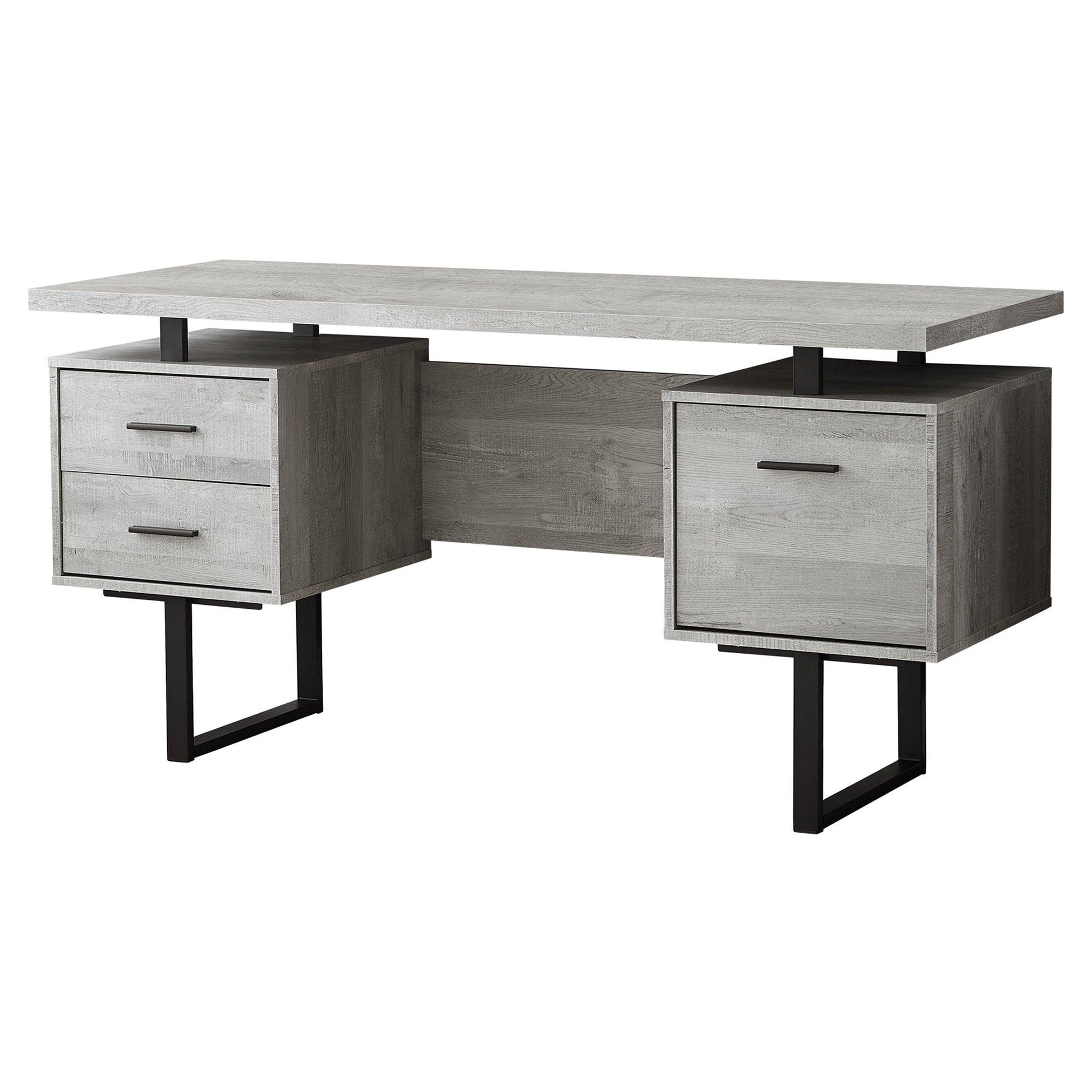 60" Modern Rustic 3 Drawer Computer Desk - AFS