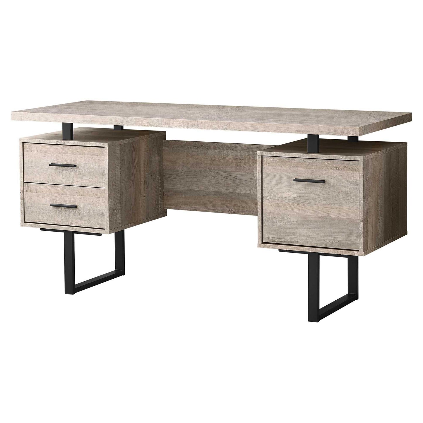 60" Modern Rustic 3 Drawer Computer Desk - AFS