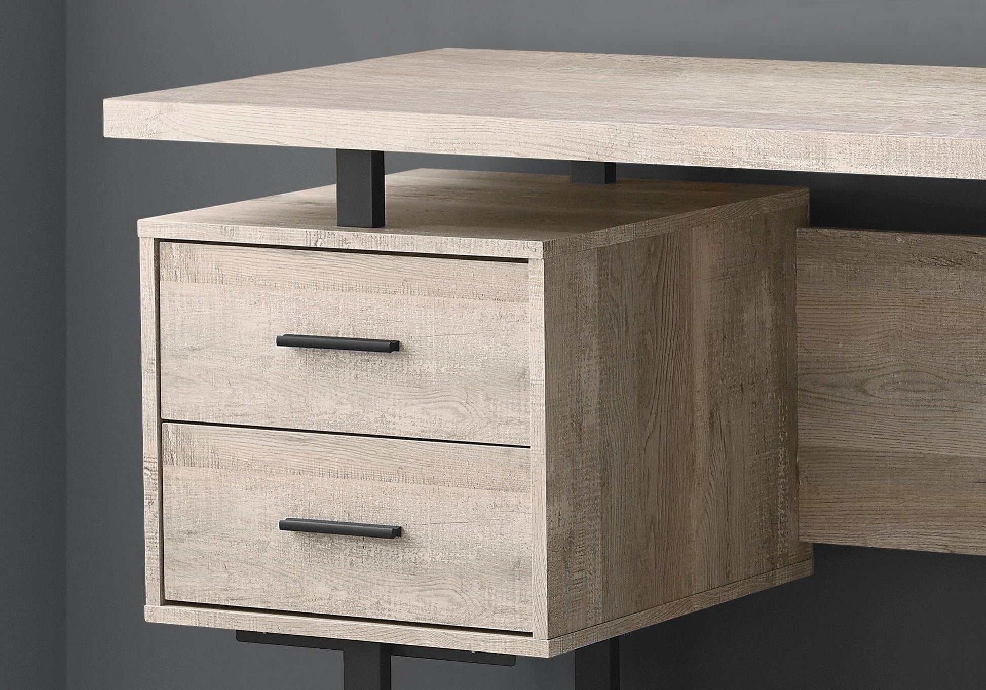 60" Modern Rustic 3 Drawer Computer Desk - AFS