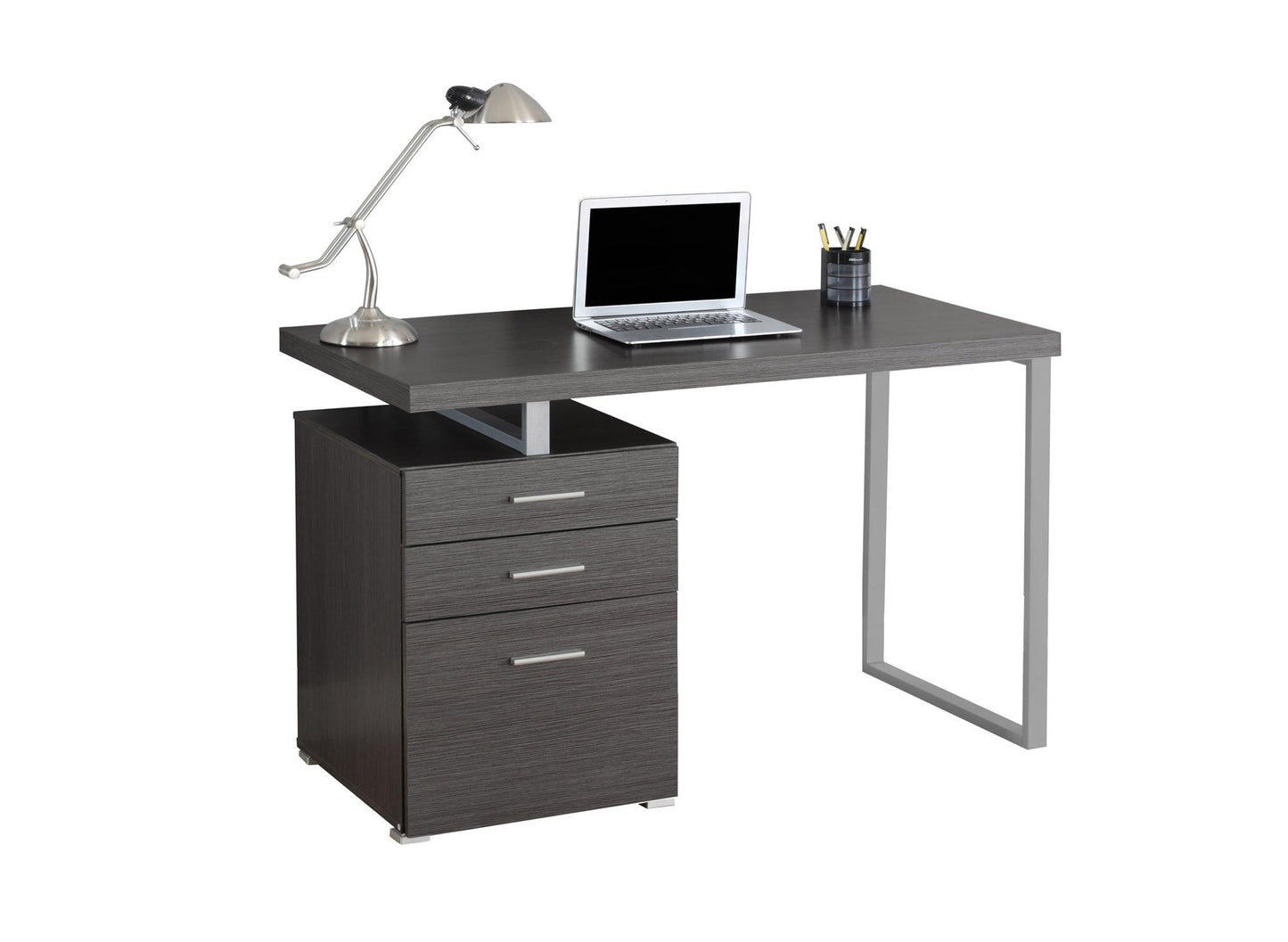 23.75" x 47.25" x 30" White Silver Particle Board Hollow Core Metal Computer Desk - AFS