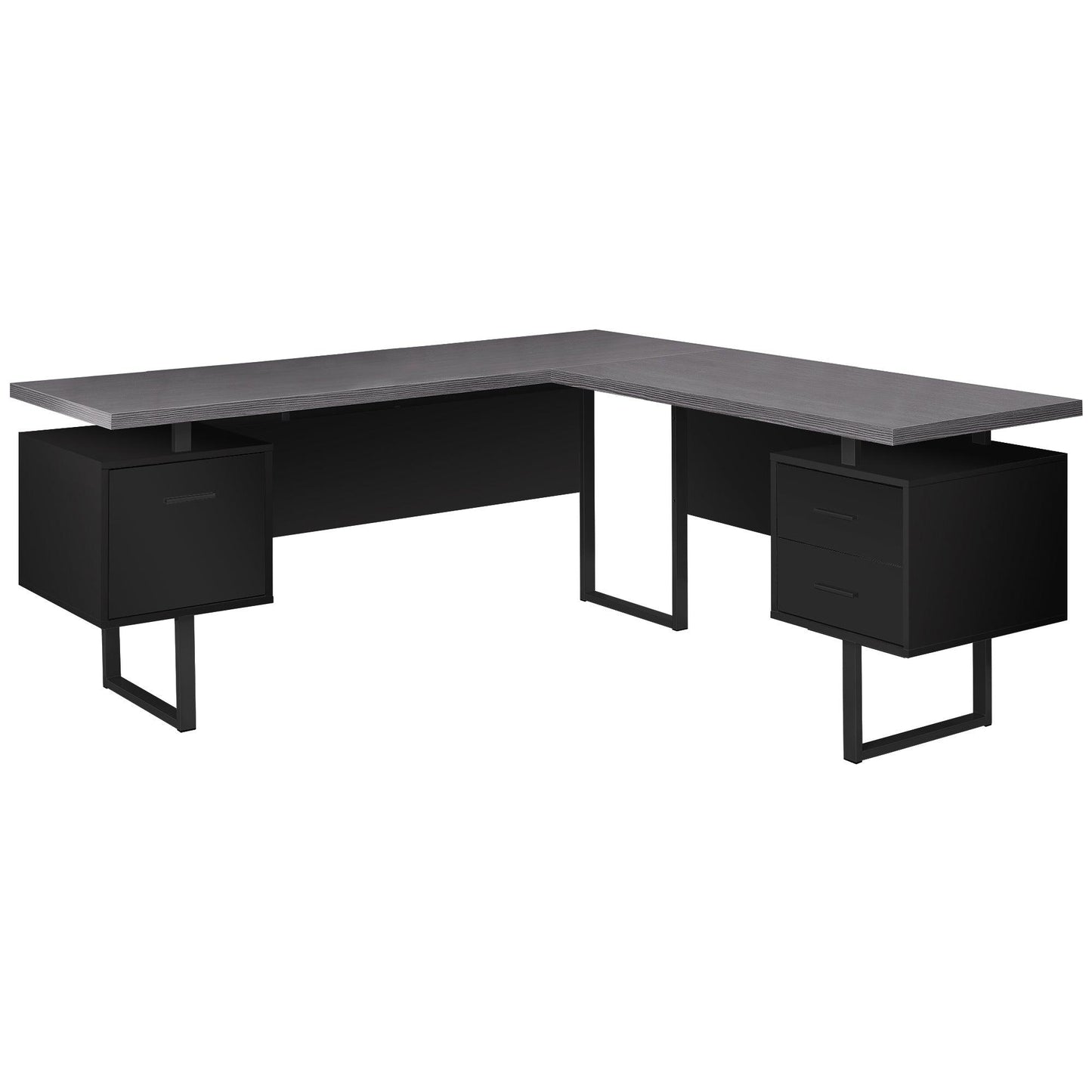 71" x 71" x 30" Dark Taupe Silver Particle Board Hollow Core Metal Computer Desk - AFS