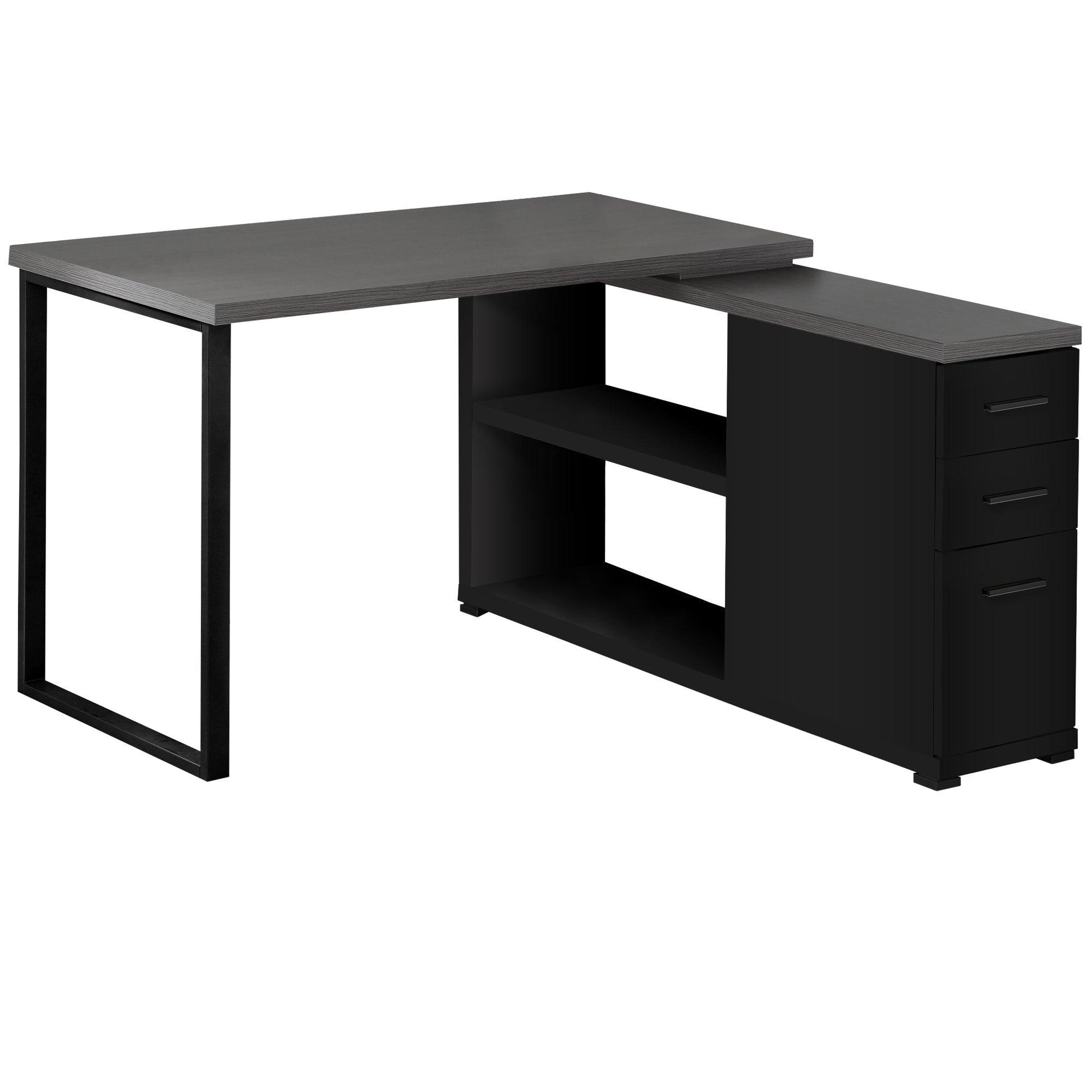 47.25" x 47.25" x 29.5" Black Grey Particle Board Hollow Core Metal Computer Desk With A Grey Top - AFS