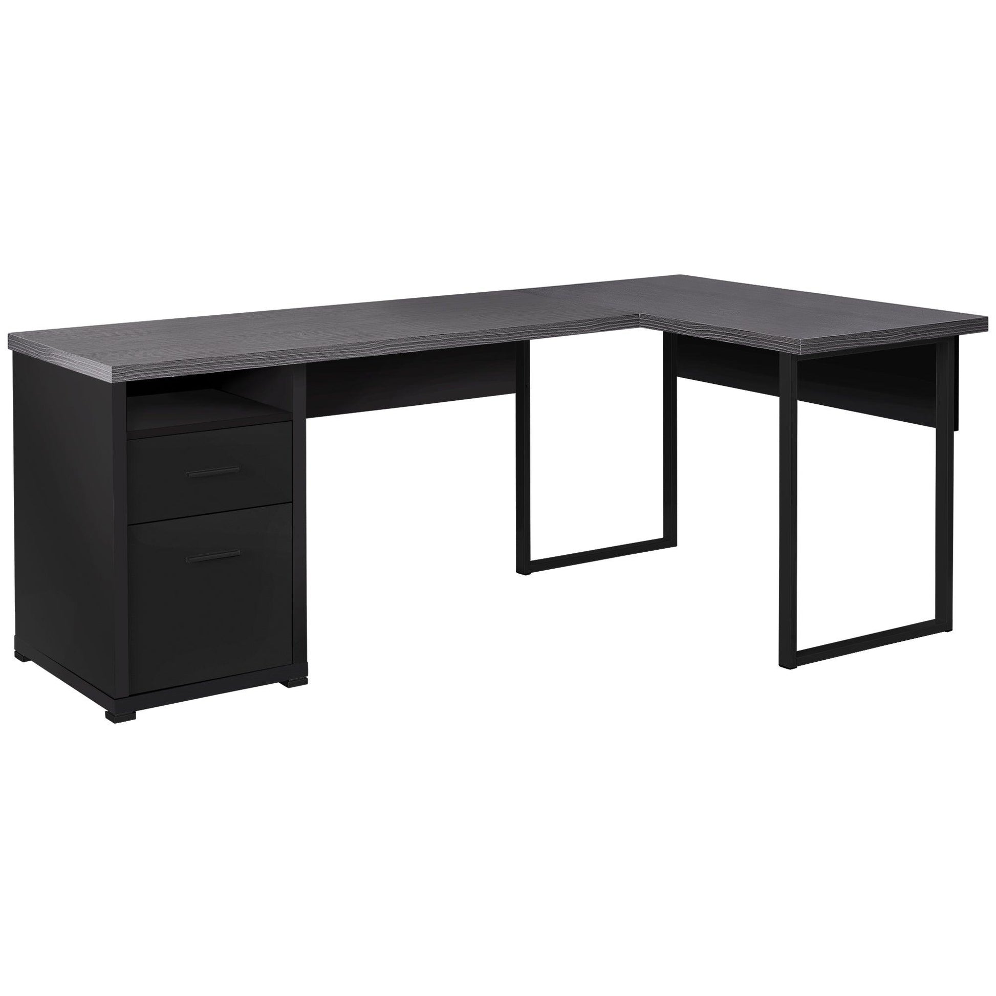 47.25" x 78.75" x 30" Black Grey Particle Board Hollow Core Metal Computer Desk - AFS