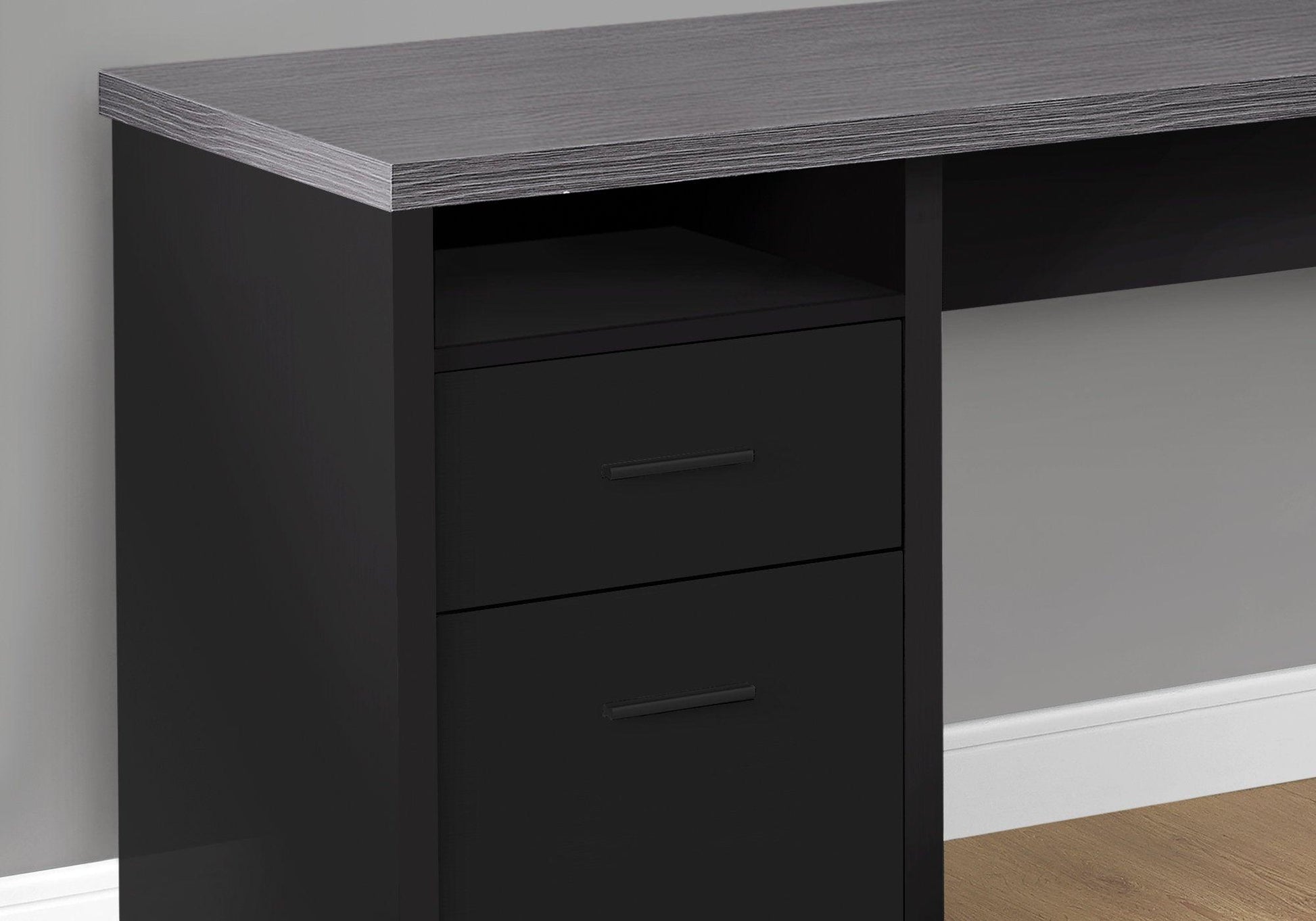 47.25" x 78.75" x 30" Black Grey Particle Board Hollow Core Metal Computer Desk - AFS