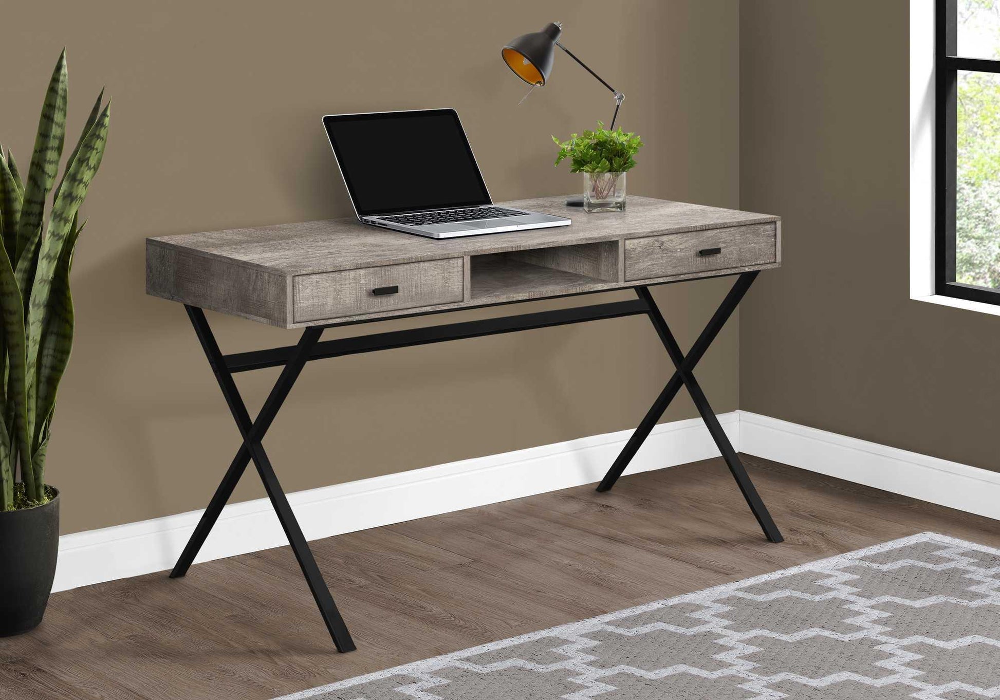 23.75" x 47.25" x 29.25" White Chrome Particle Board Metal Computer Desk - AFS