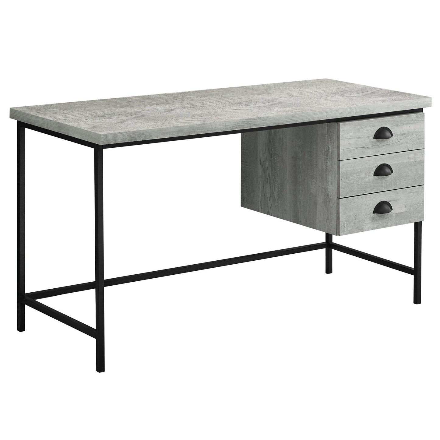 23.75" x 55.25" x 30" Grey Black Particle Board Hollow Core Metal Computer Desk - AFS