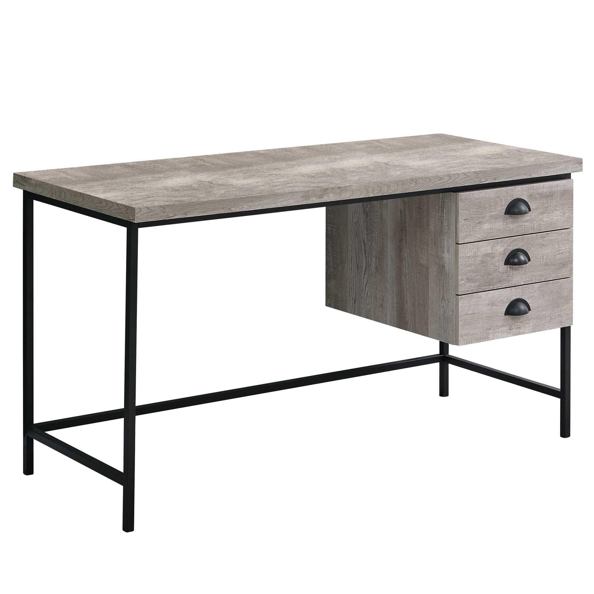 23.75" x 55.25" x 30" Grey Black Particle Board Hollow Core Metal Computer Desk - AFS