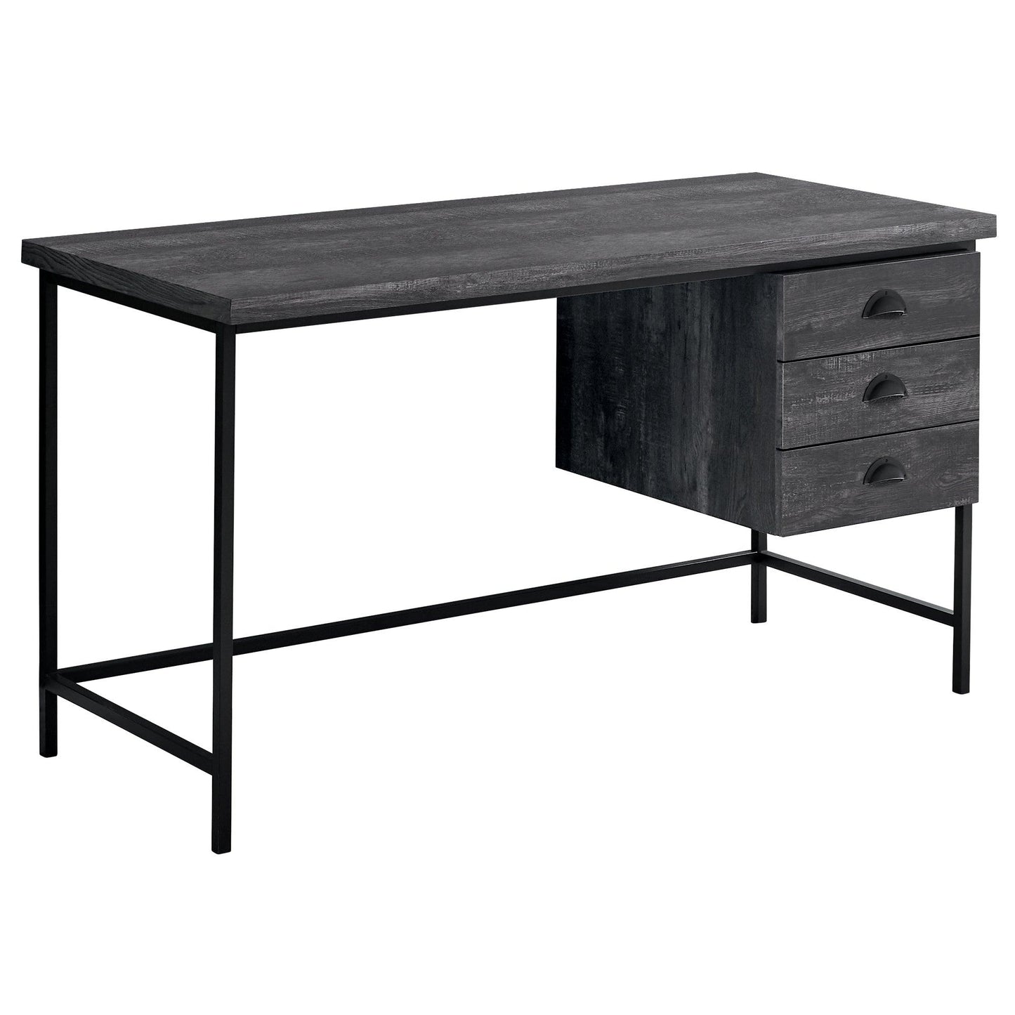 23.75" x 55.25" x 30" Grey Black Particle Board Hollow Core Metal Computer Desk - AFS