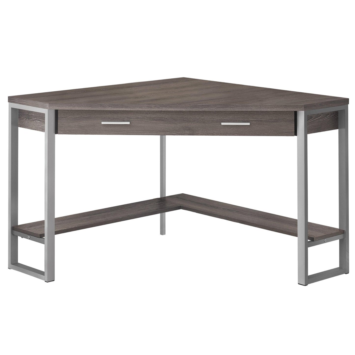 42" x 42" x 30" Dark Taupe Silver Particle Board Hollow Core Metal Computer Desk - AFS