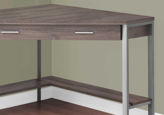 42" x 42" x 30" Dark Taupe Silver Particle Board Hollow Core Metal Computer Desk - AFS