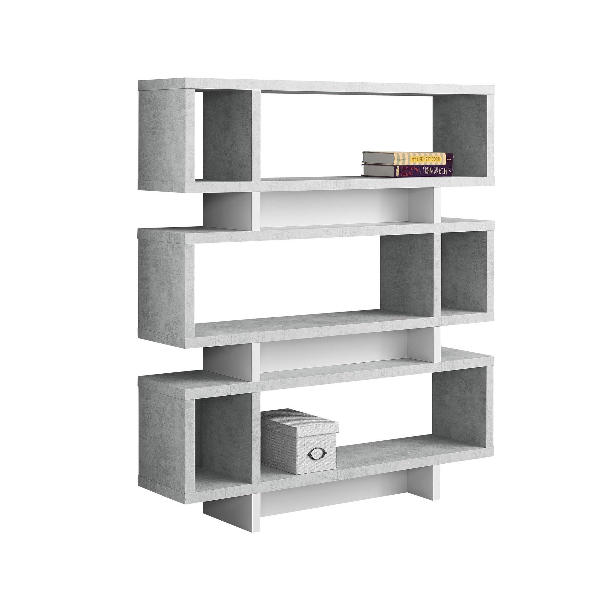 12" x 47.25" x 54.75" Grey White Particle Board Hollow Core Bookcase - AFS