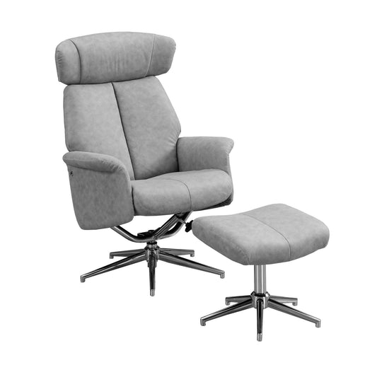 44" x 47" x 59" Grey Finish Foam and Metal Swivel Reclining Chair with Adjustable Headrest - AFS