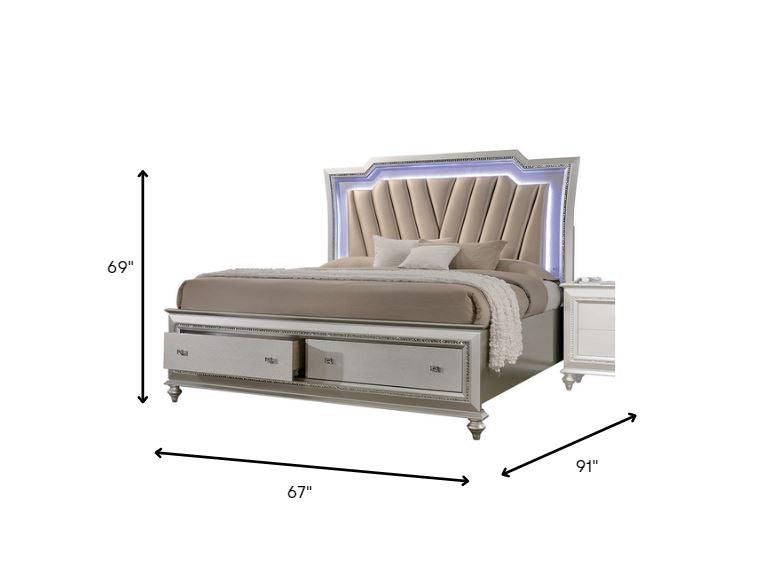 83" X 95" X 69" PU Champagne Wood Upholstered (HB) LED California King Bed - AFS