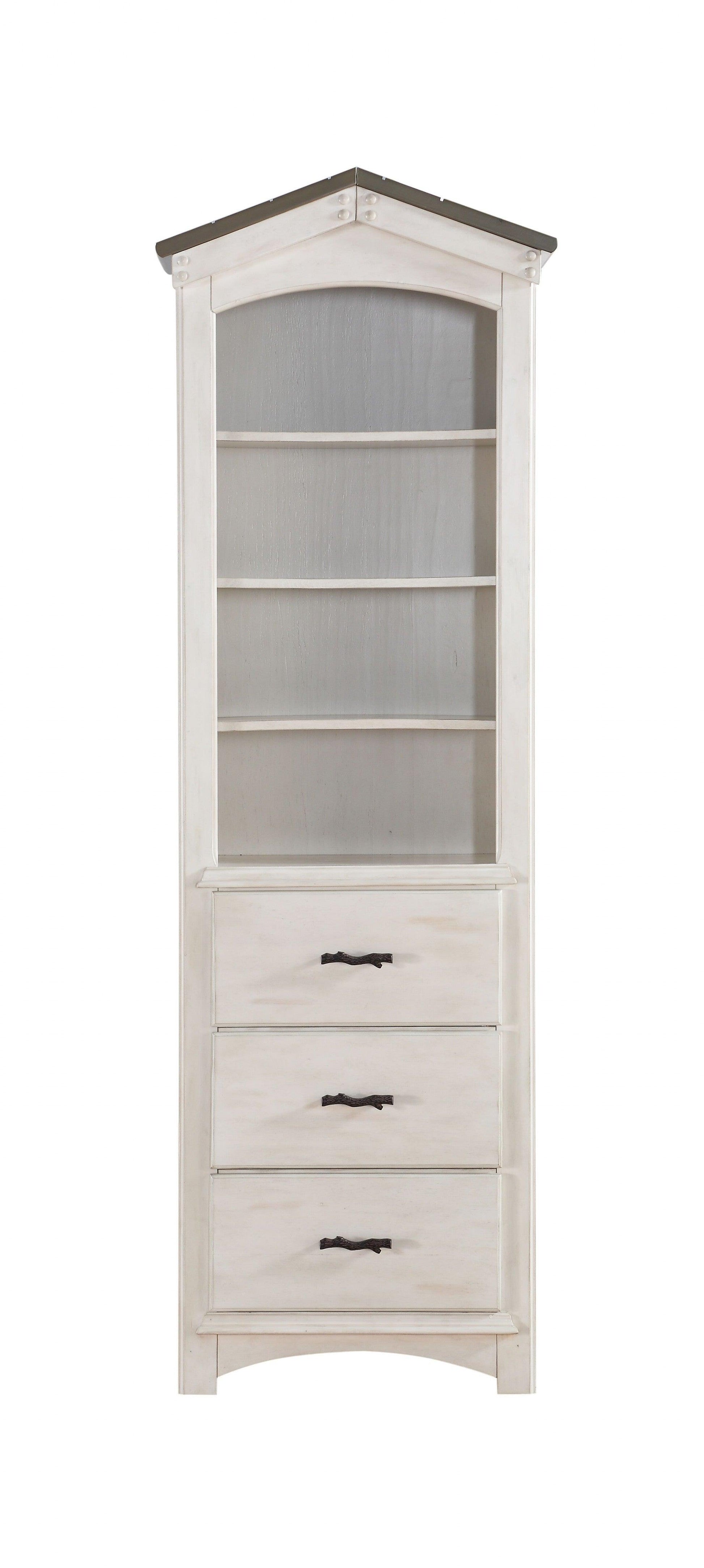 14" X 24" X 78" Weathered White Washed Gray Wood Bookcase - AFS