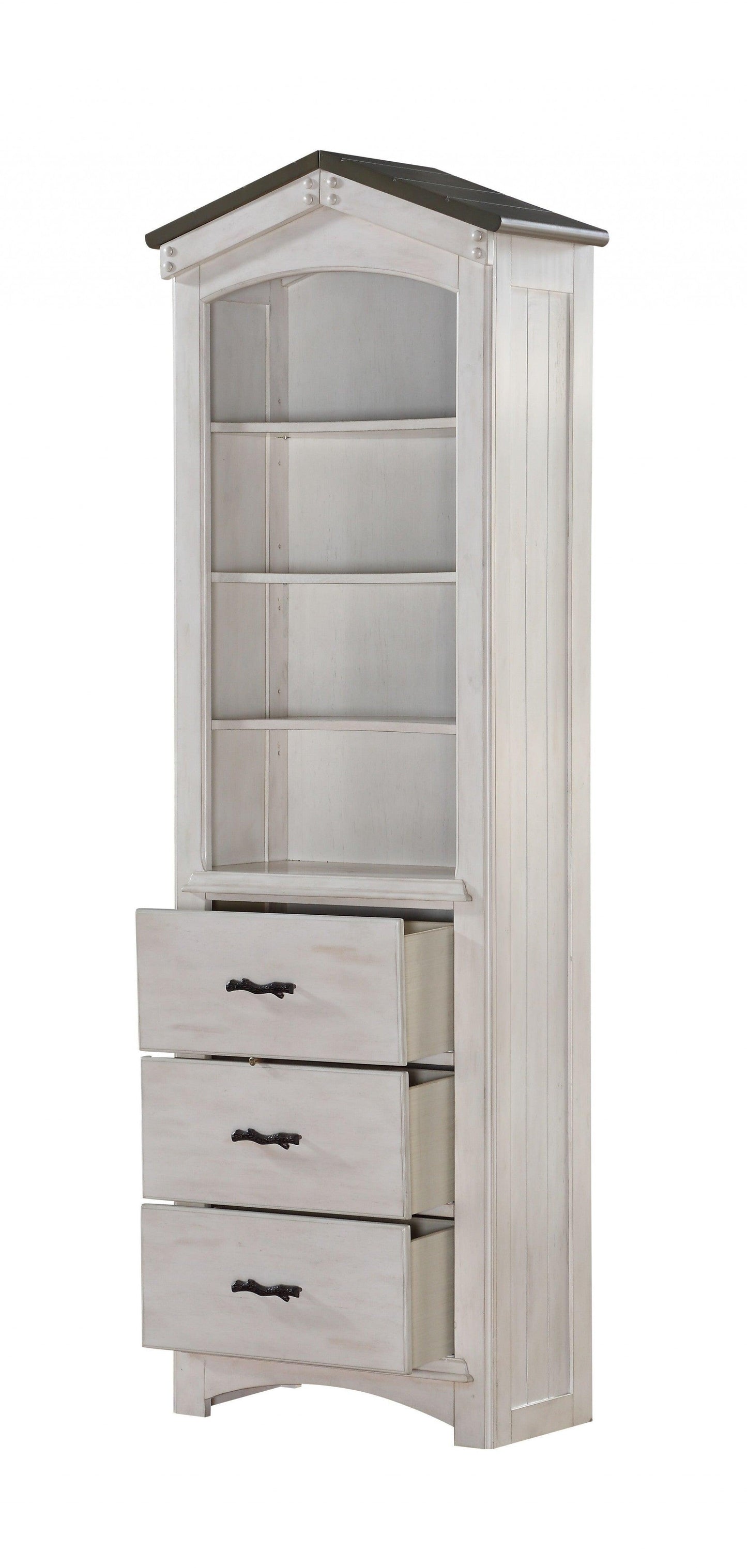 14" X 24" X 78" Weathered White Washed Gray Wood Bookcase - AFS