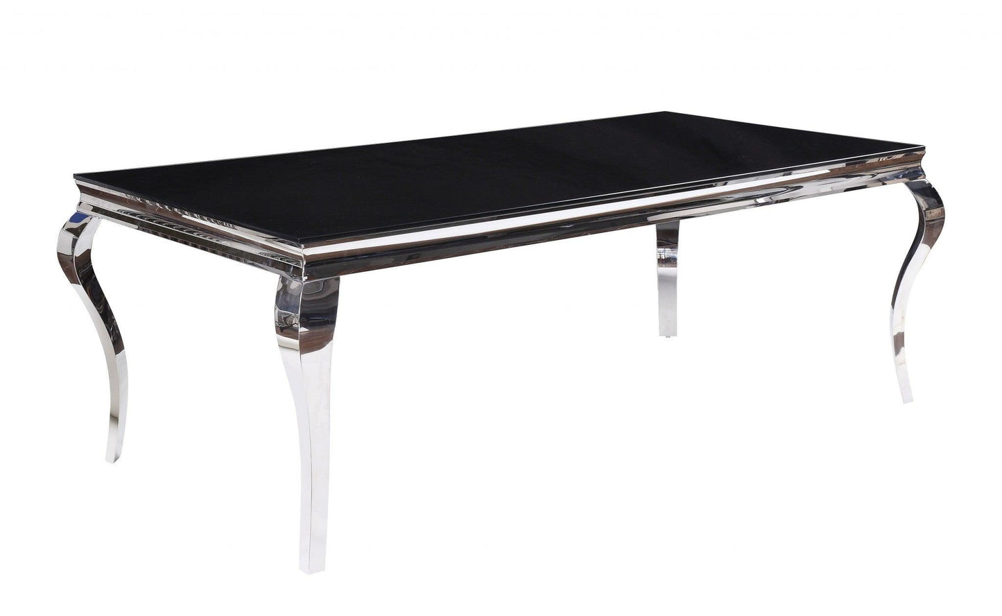 40" X 80" X 30" Stainless Steel Black Glass Dining Table - AFS