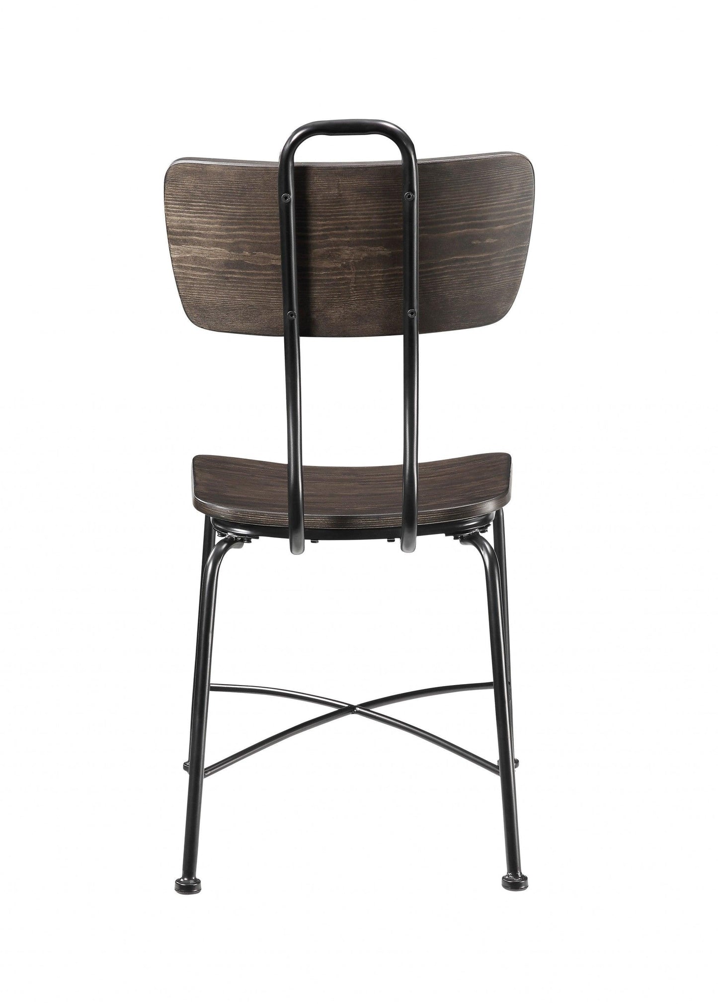 21" X 18" X 37" Walnut Wood and Black Metal Base Side Chair Set of 2 - AFS