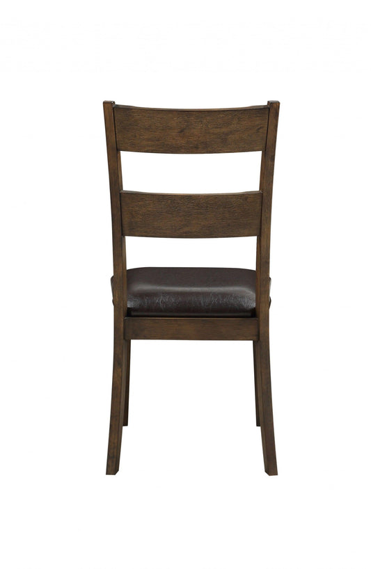 19" X 21" X 39" Faux Leather Upholstered and Dark Oak Wood Side Chair - AFS