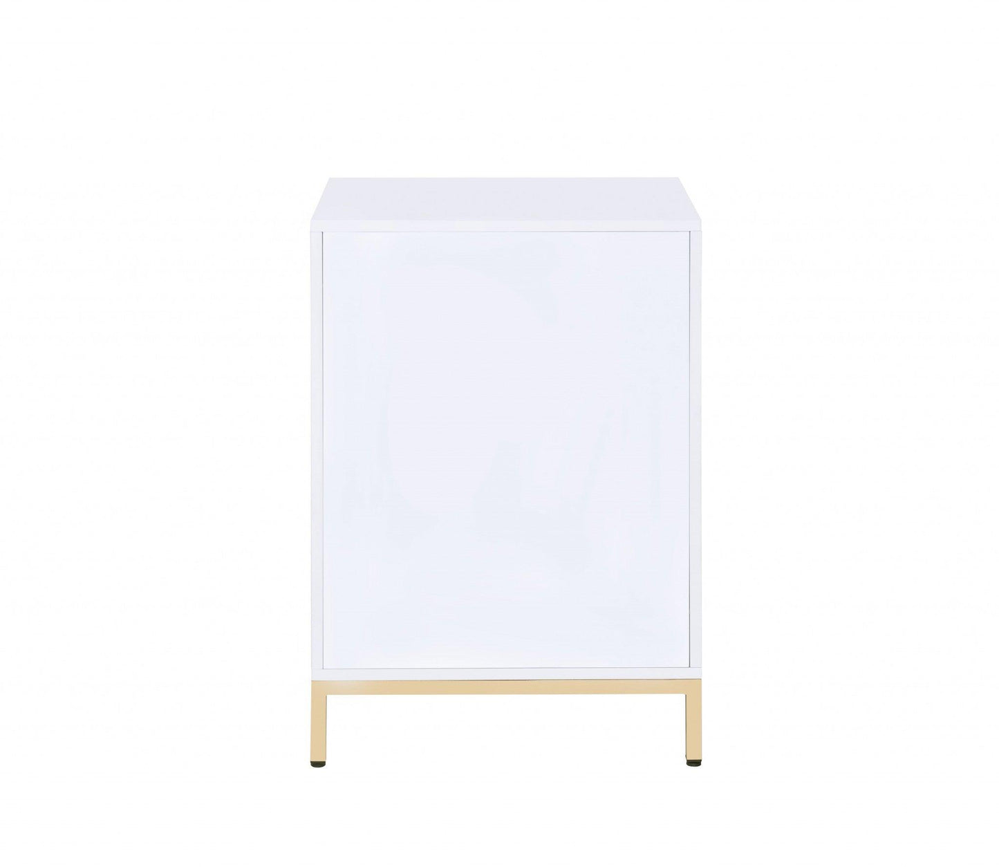 16" X 20" X 30" White High Gloss Gold Metal Wood Cabinet - AFS