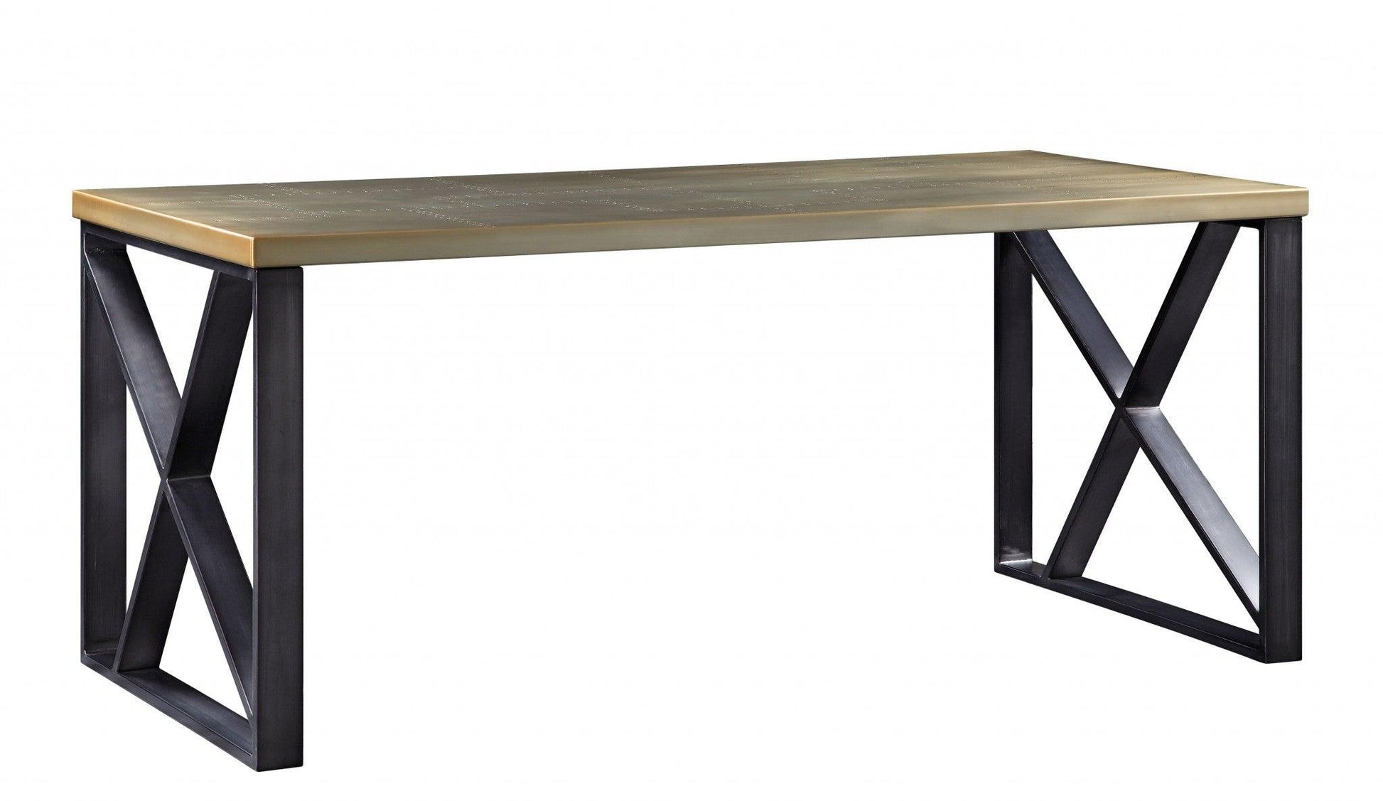 31" X 34" X 70" Aluminum, Metal, and Engineered Wood Desk, Gold Aluminum - AFS