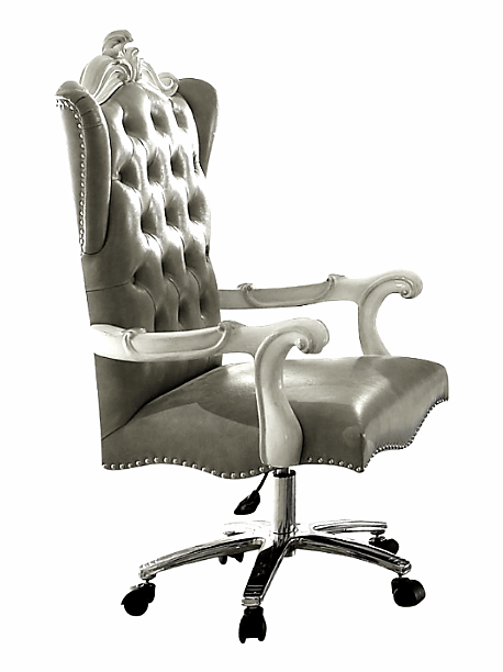 28" X 28" X 48" Silver Faux Leather Upholstery Finish Antique Platinum Executive Chair with Swivel and Lift - AFS