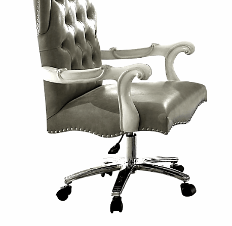 28" X 28" X 48" Silver Faux Leather Upholstery Finish Antique Platinum Executive Chair with Swivel and Lift - AFS