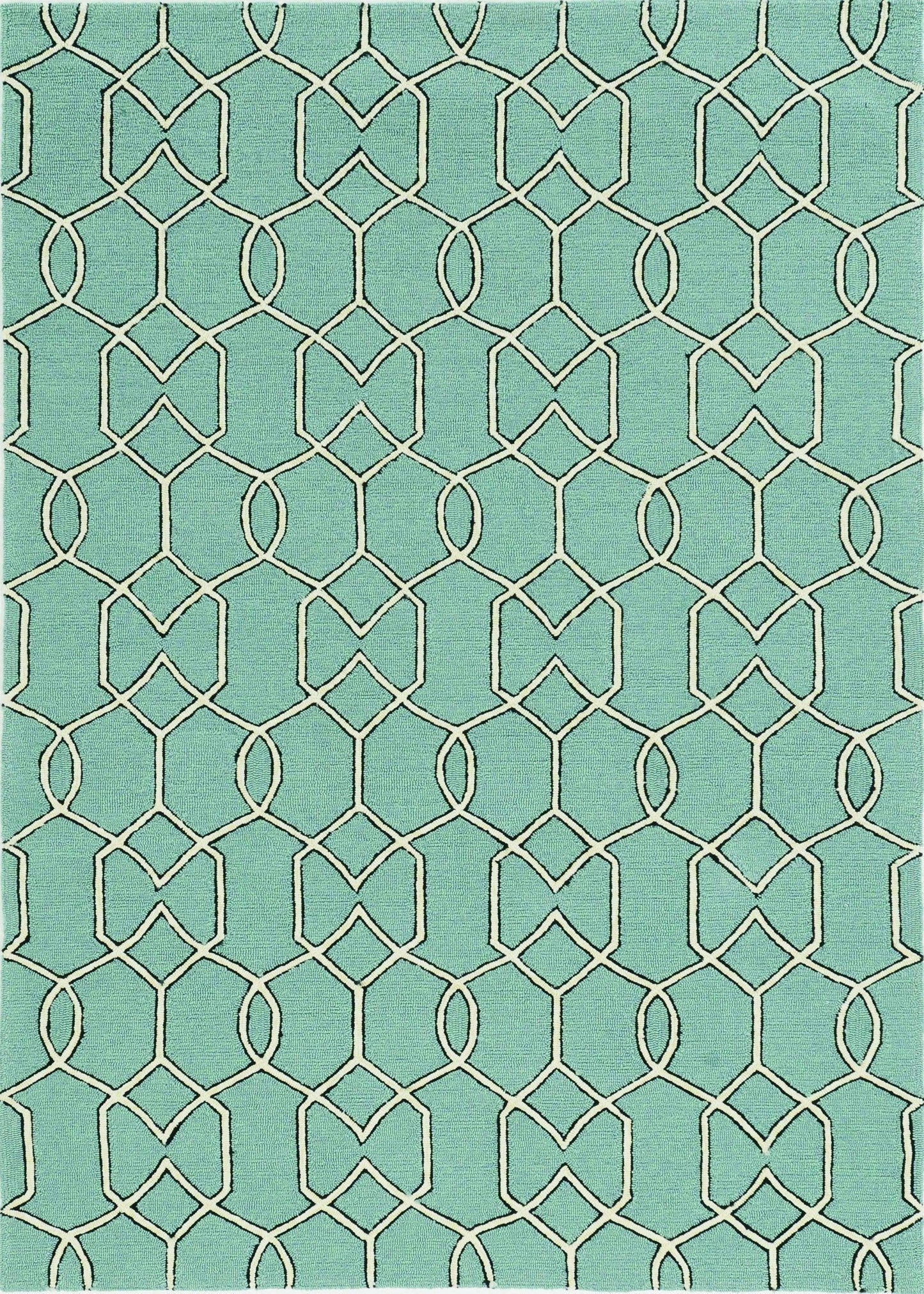 7'x10' Spa Green Hand Hooked UV Treated Trellis Indoor Outdoor Area Rug - AFS