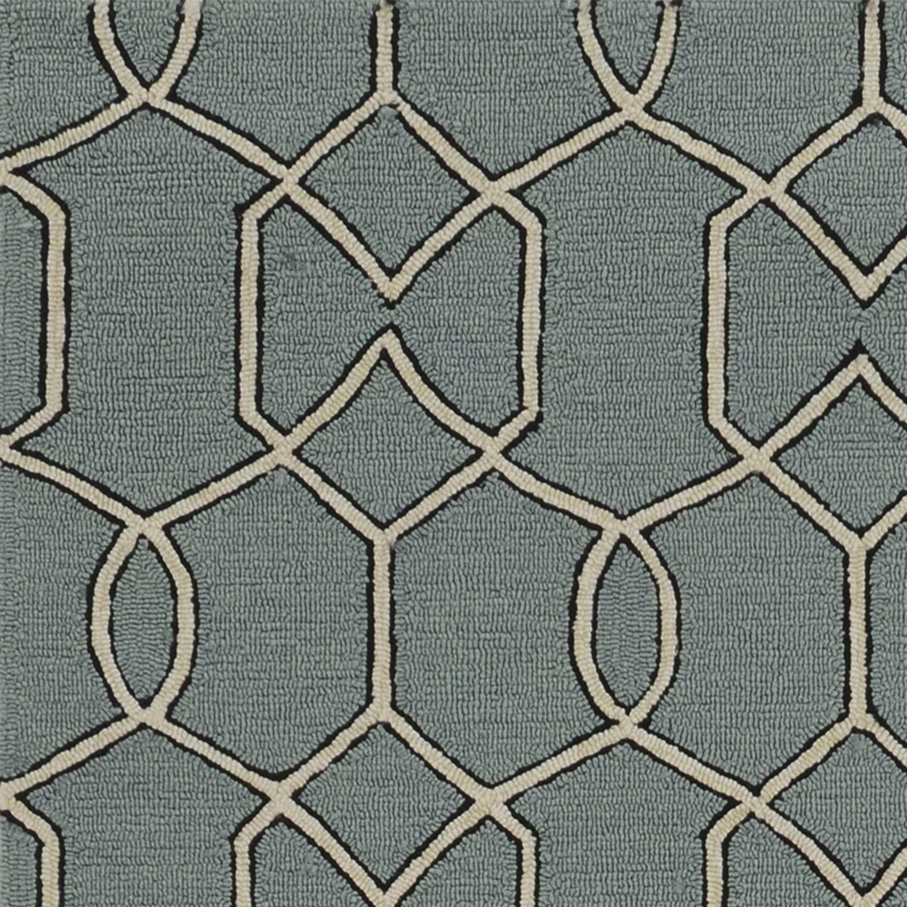 7'x10' Spa Green Hand Hooked UV Treated Trellis Indoor Outdoor Area Rug - AFS