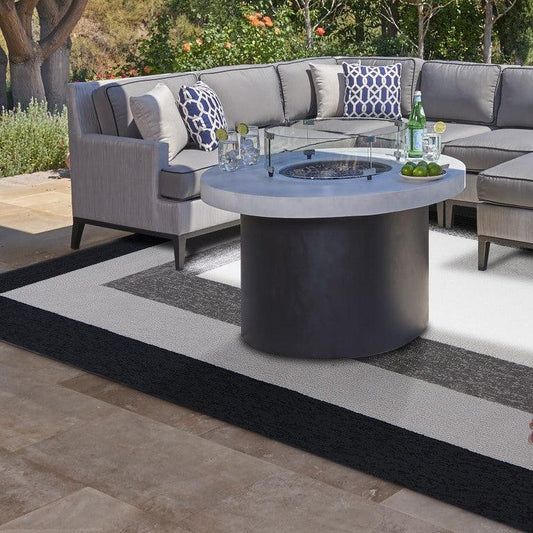 7'x10' Charcoal Grey Hand Hooked UV Treated Bordered Indoor Outdoor Area Rug - AFS