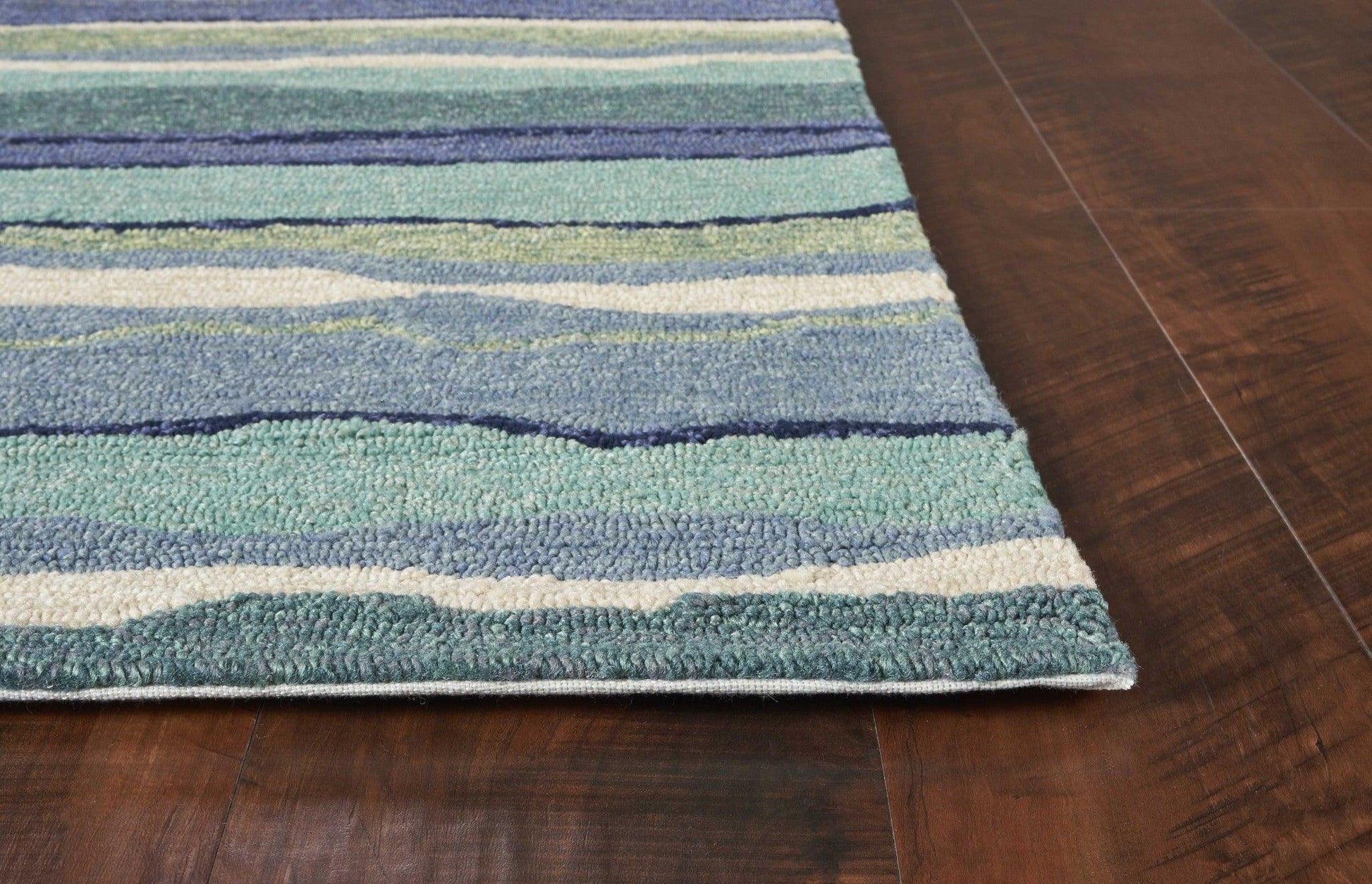 8'x10' Ocean Blue Hand Woven UV Treated Ocean Waves Indoor Outdoor Area Rug - AFS