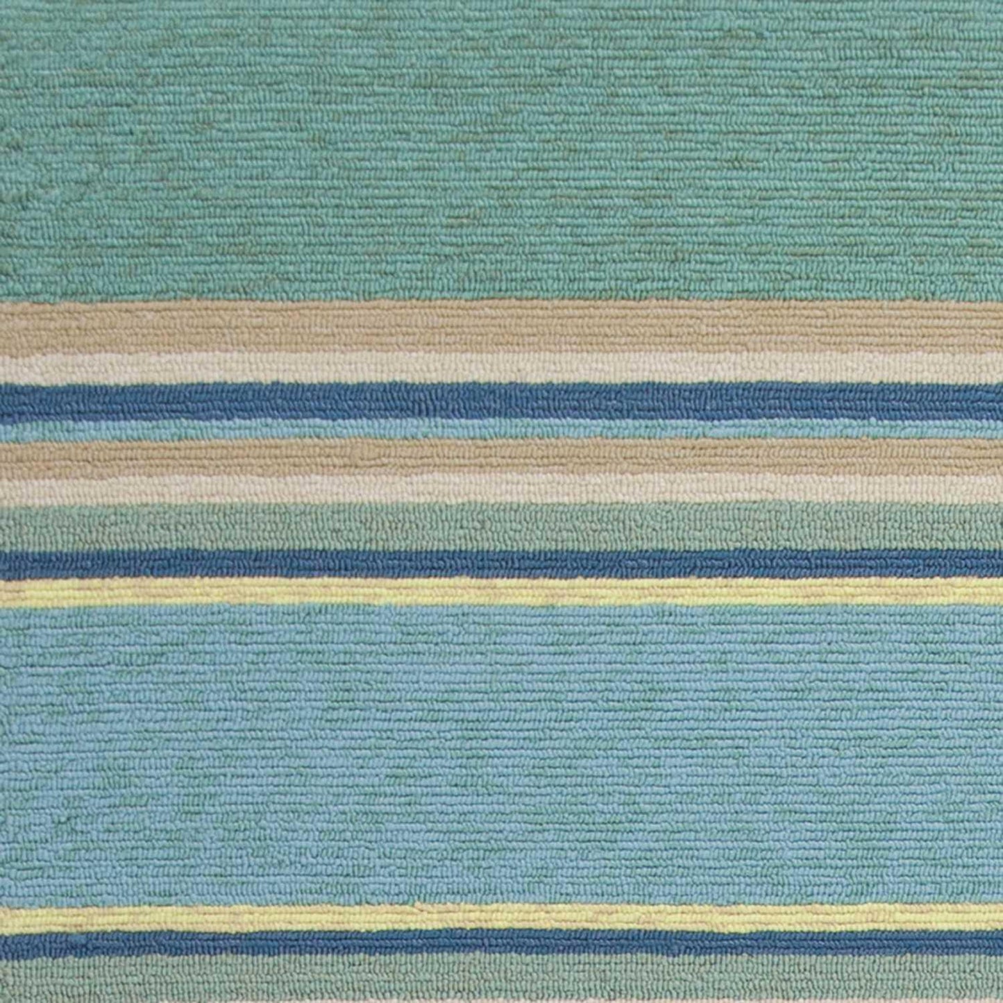 8'x10' Ocean Blue Hand Hooked UV Treated Awning Stripes Indoor Outdoor Area Rug - AFS