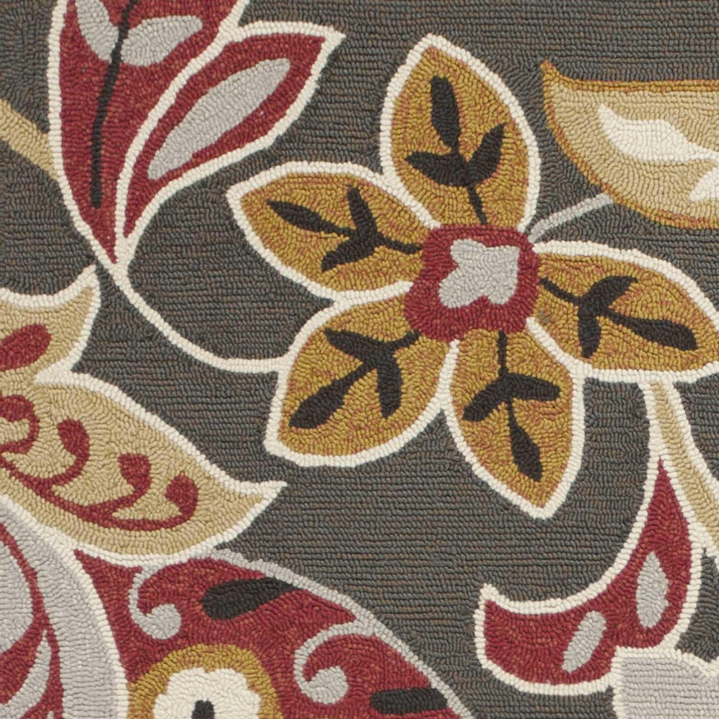 5'x8' Taupe Hand Hooked UV Treated Floral Indoor Outdoor Area Rug - AFS