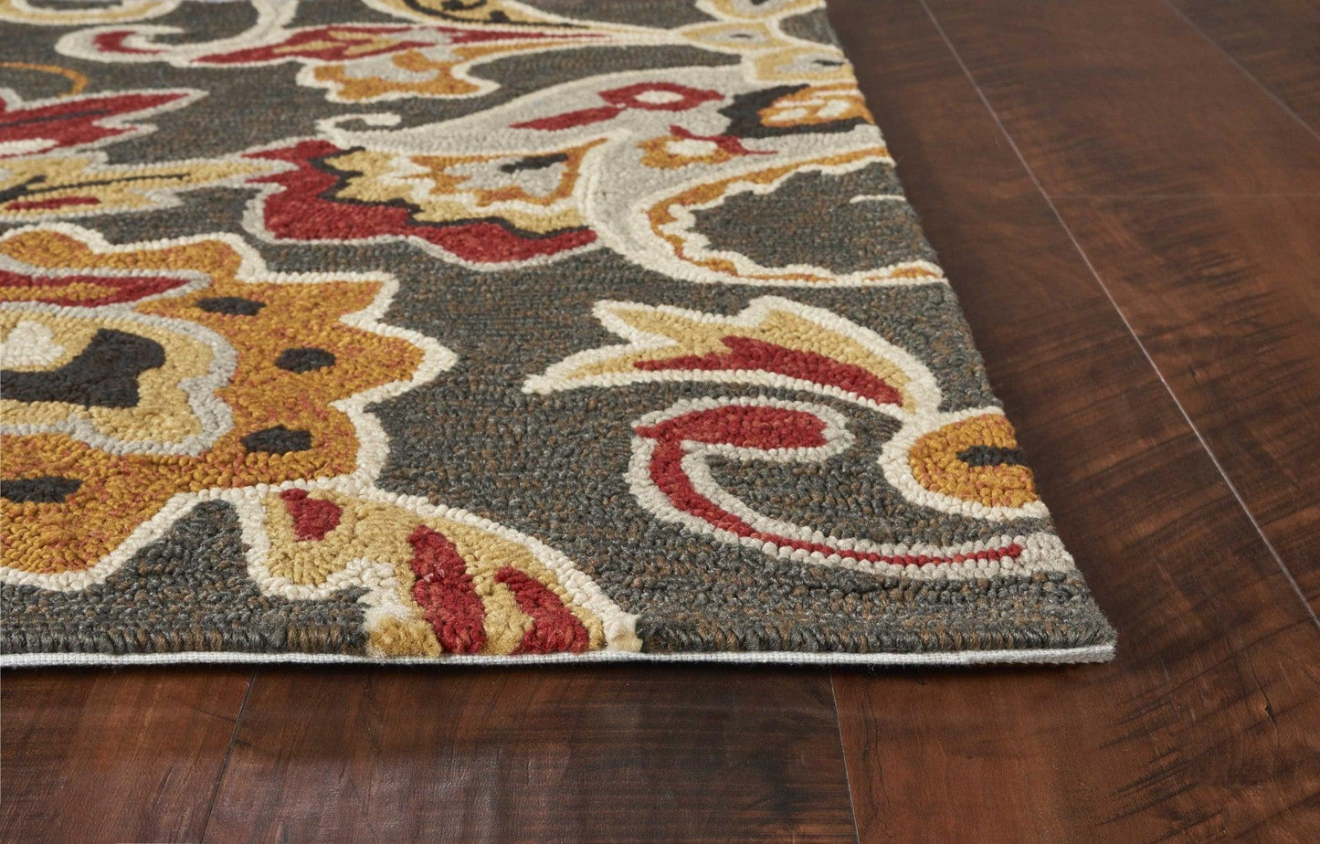 5'x8' Taupe Hand Hooked UV Treated Floral Indoor Outdoor Area Rug - AFS